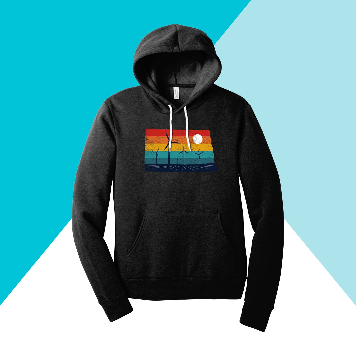North Dakota Rural Retro Windmill Sunset Unisex Hoodie Sweatshirt North Owl Apparel