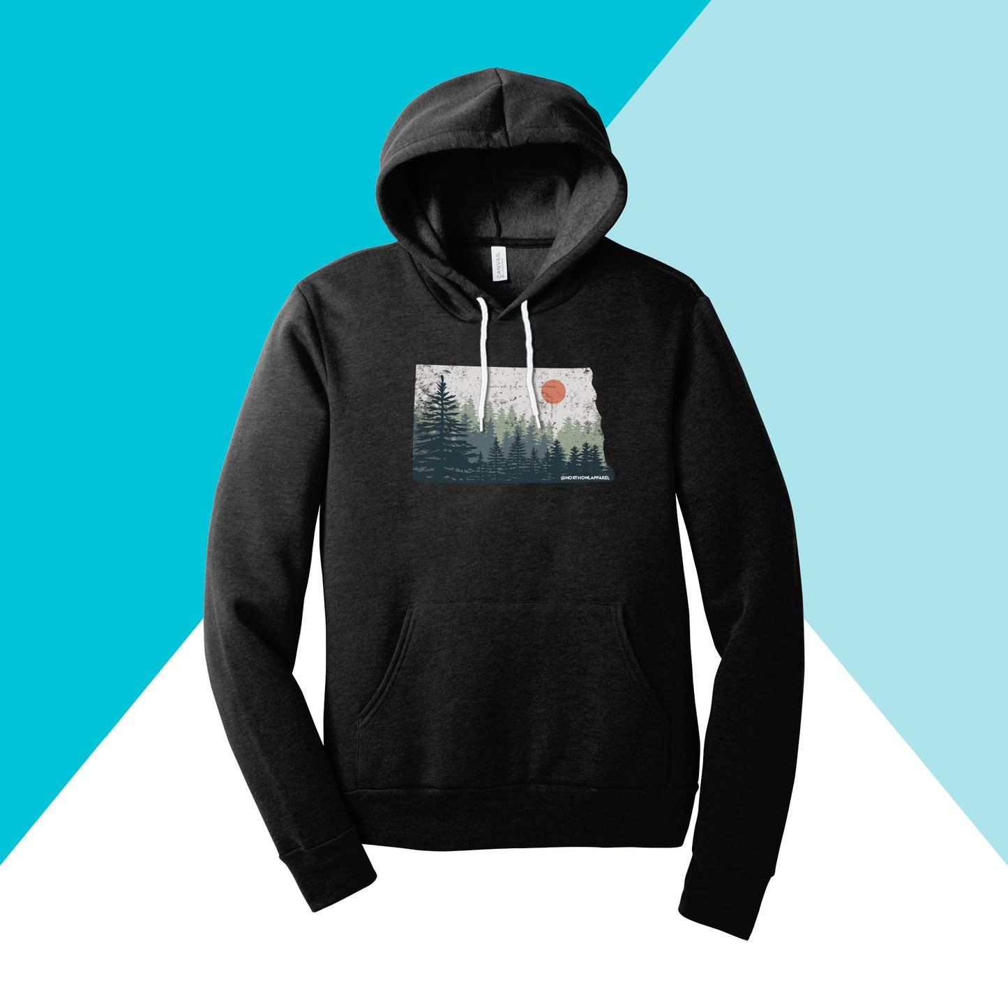 North Dakota Pine Trees Distressed Unisex Hoodie Sweatshirt North Owl Apparel