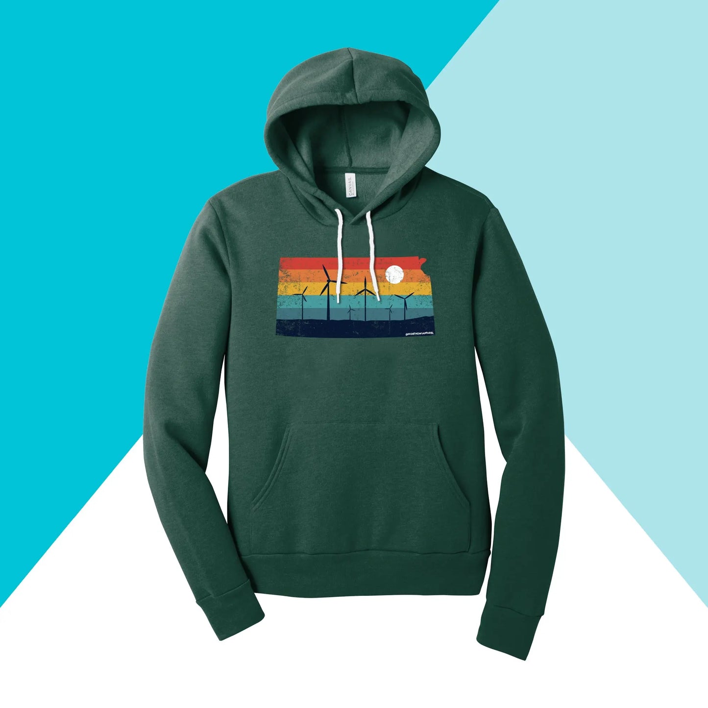 Kansas Rural Retro Windmill Sunset Unisex Hoodie Sweatshirt North Owl Apparel