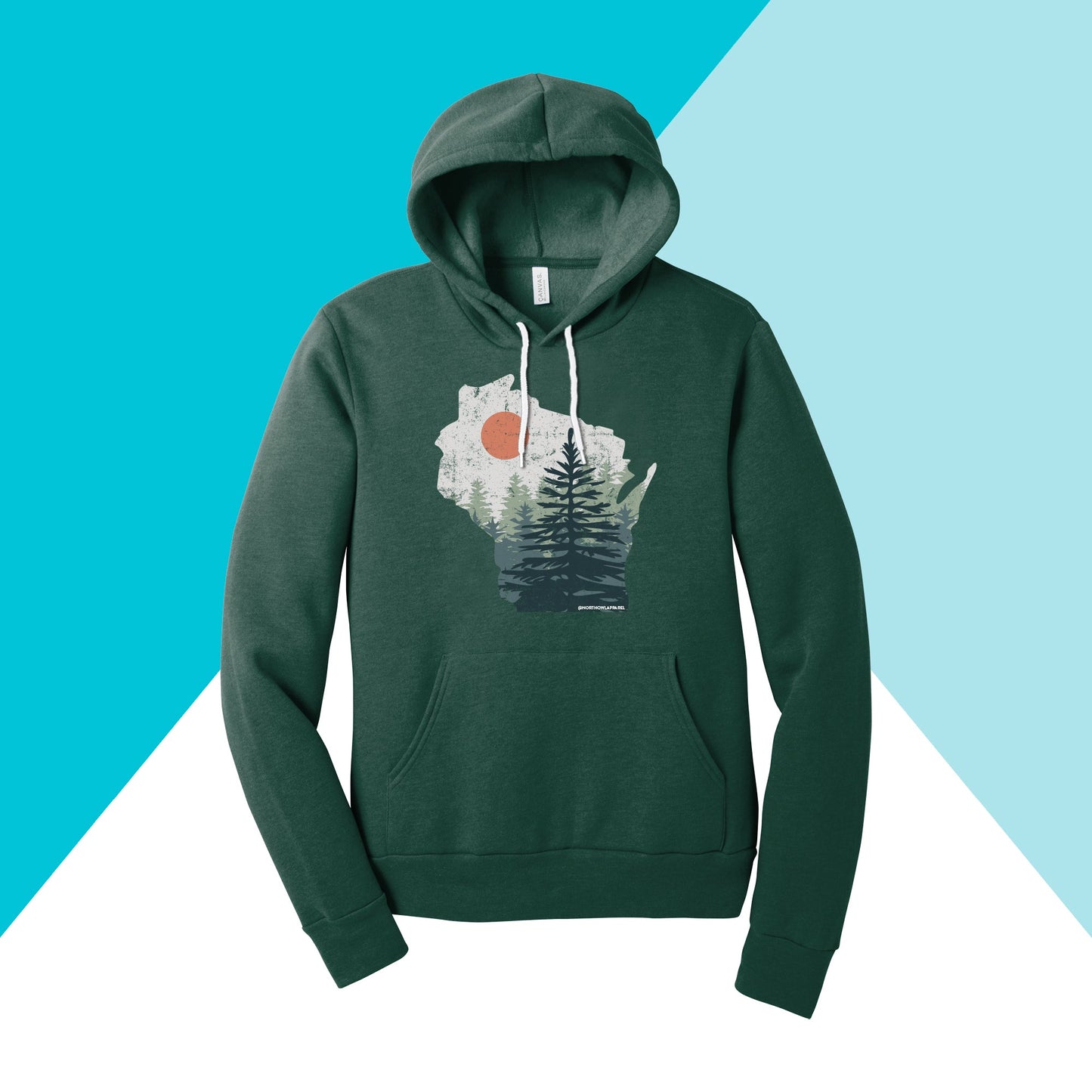Wisconsin Pine Trees Distressed Unisex Hoodie Sweatshirt North Owl Apparel