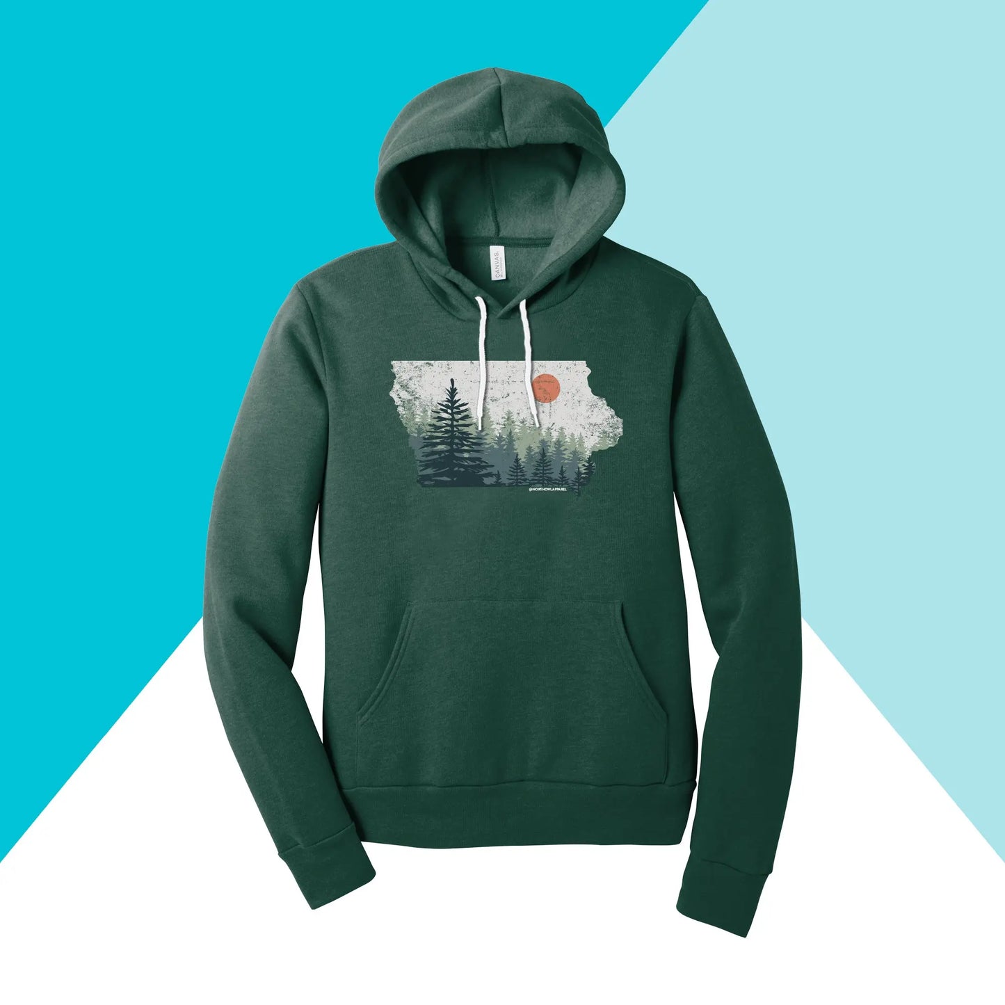 Iowa Pine Trees Distressed Unisex Hoodie Sweatshirt North Owl Apparel