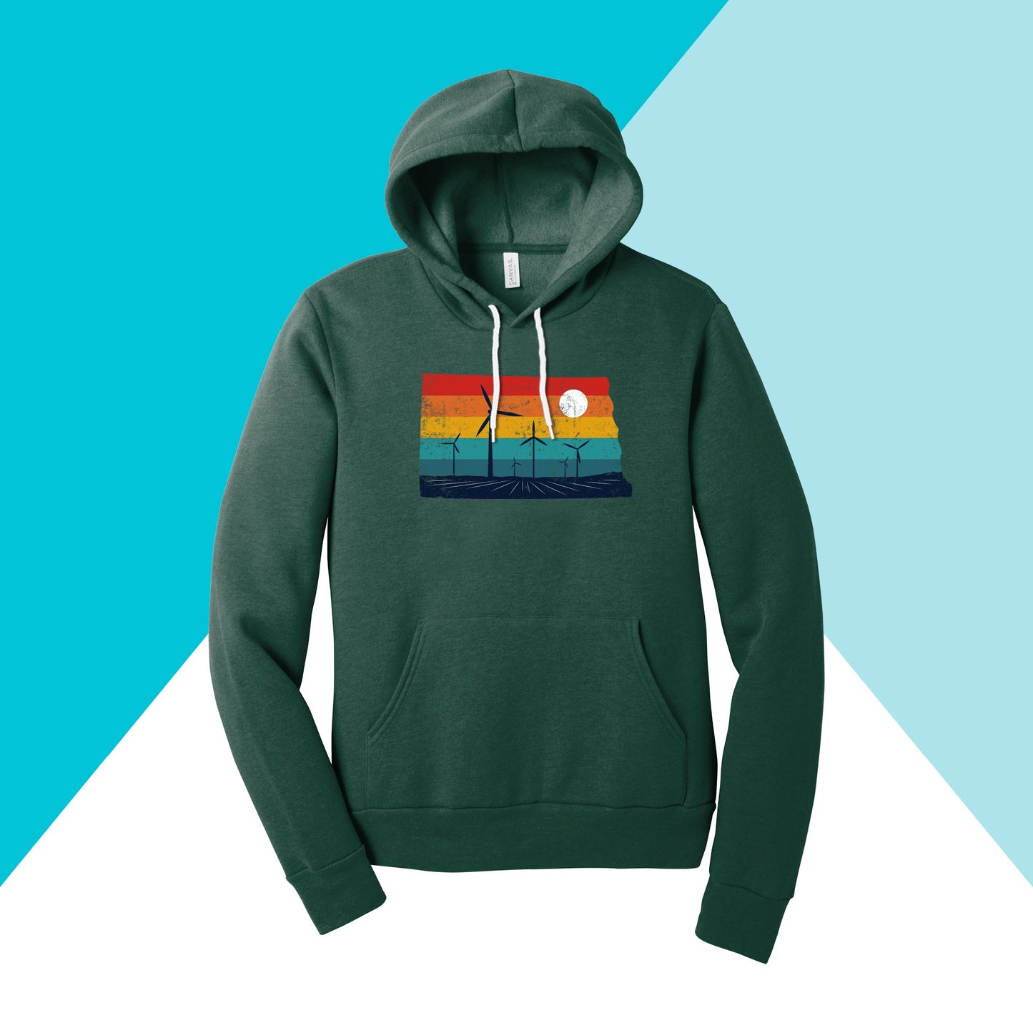North Dakota Rural Retro Windmill Sunset Unisex Hoodie Sweatshirt North Owl Apparel