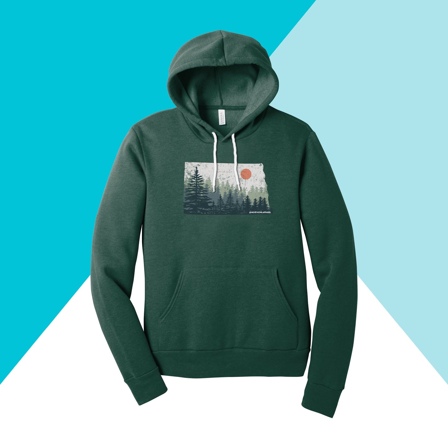 North Dakota Pine Trees Distressed Unisex Hoodie Sweatshirt North Owl Apparel