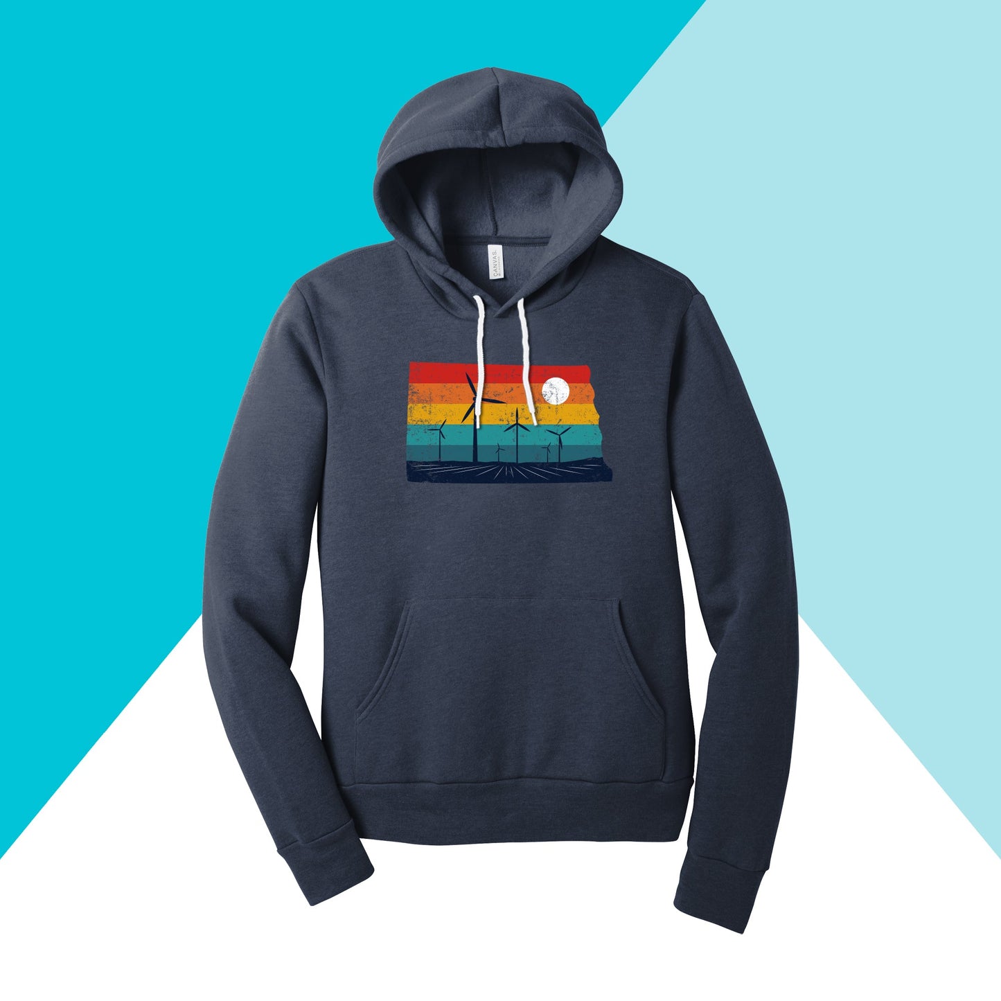 North Dakota Rural Retro Windmill Sunset Unisex Hoodie Sweatshirt North Owl Apparel