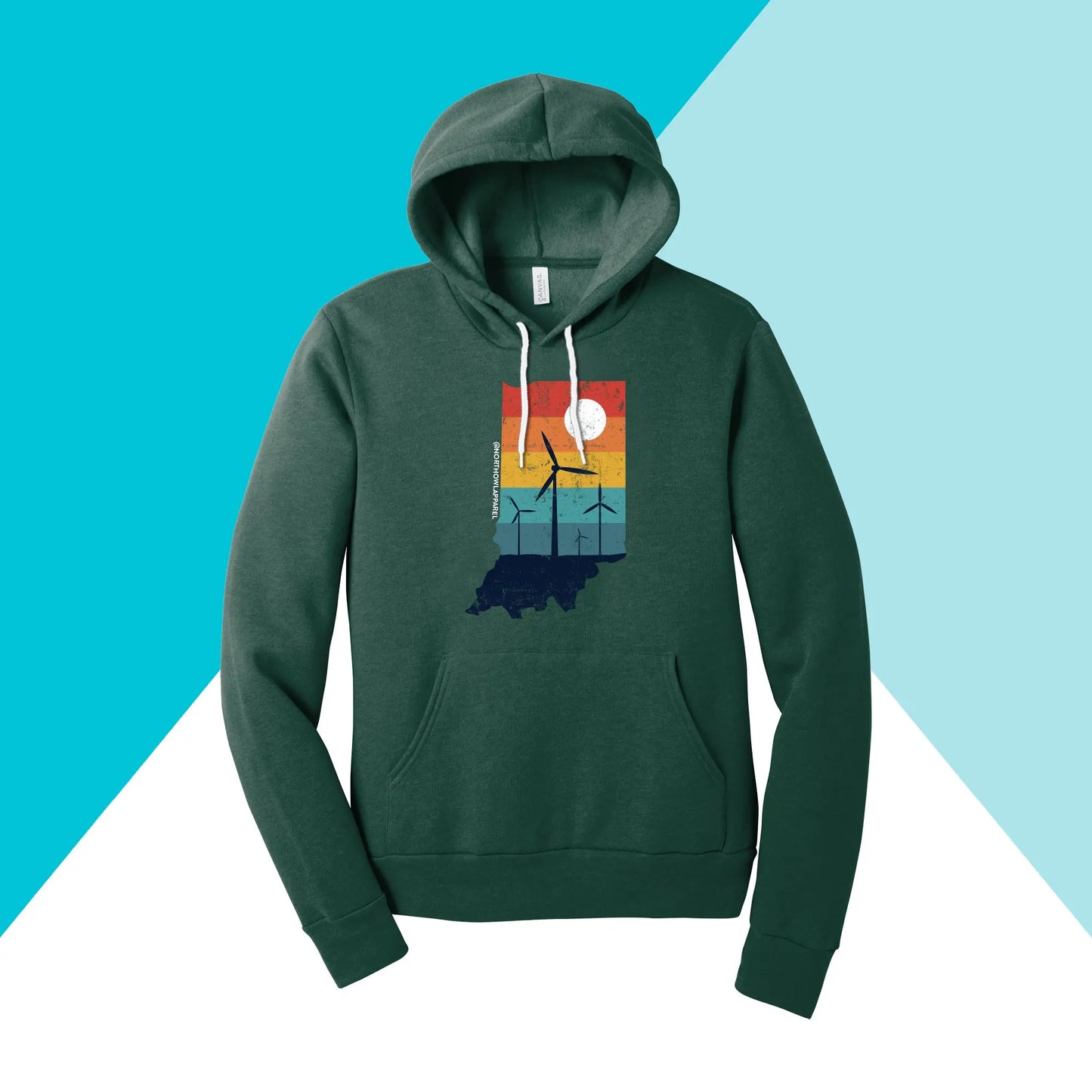 Indiana Rural Retro Windmill Sunset Unisex Hoodie Sweatshirt North Owl Apparel
