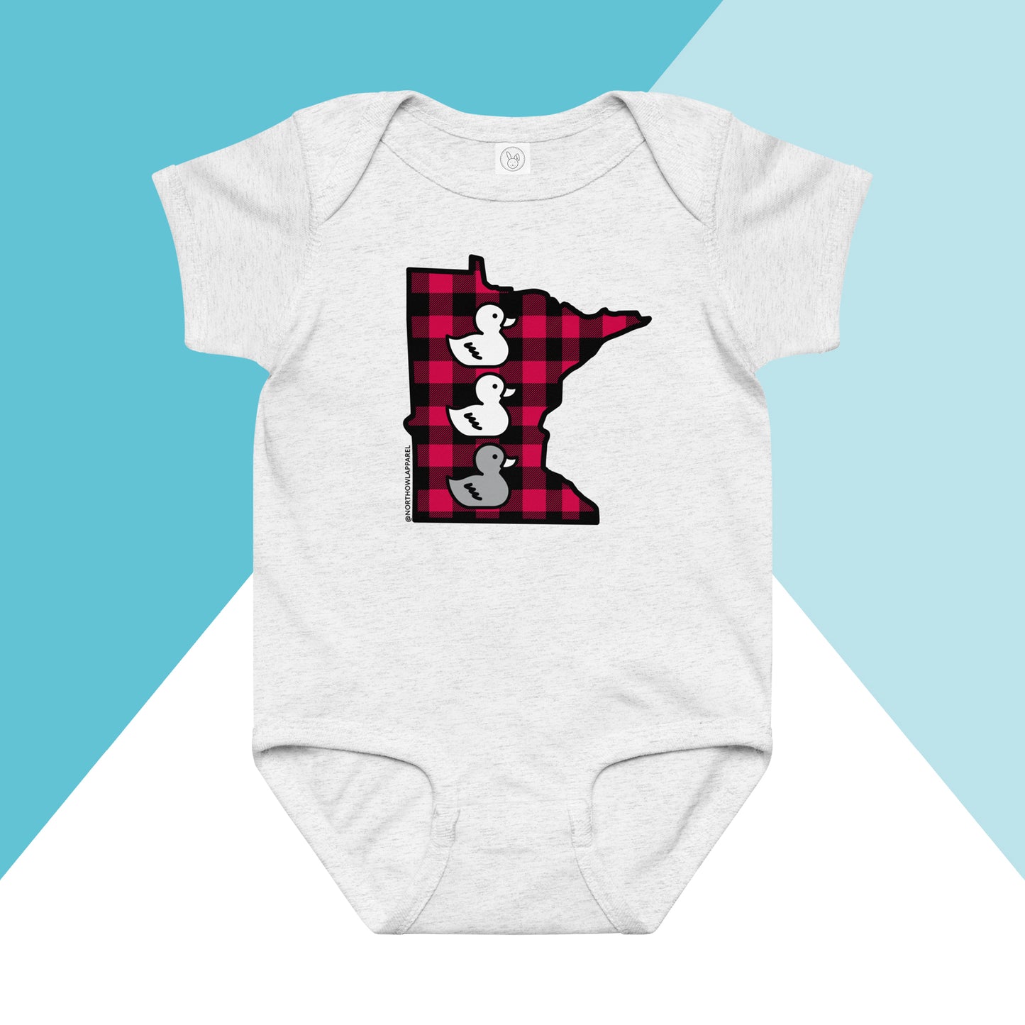 Duck Duck Grey Duck Minnesota Buffalo Plaid Baby Bodysuit North Owl Apparel