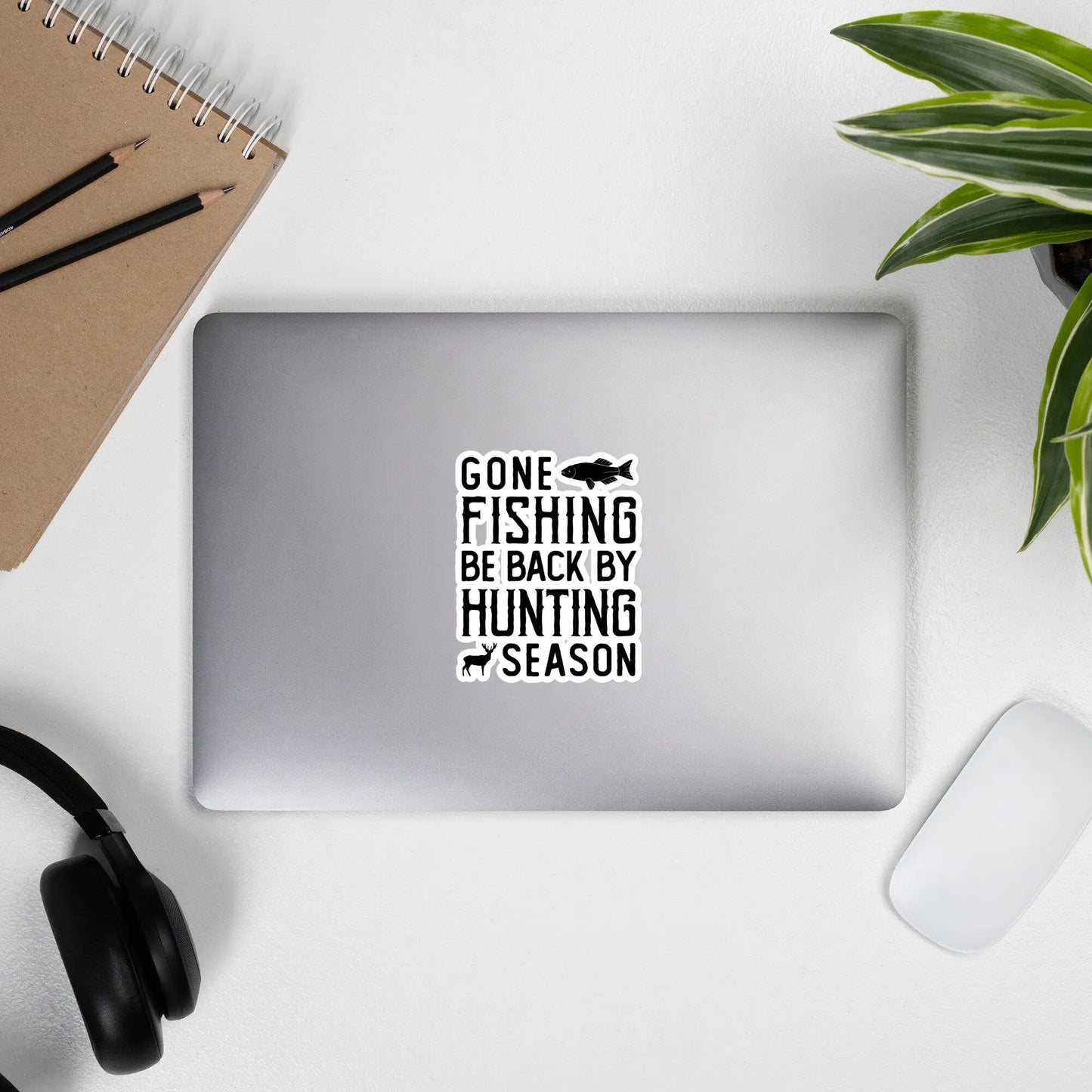 Gone Fishing Be Back By Hunting Season Vinyl Sticker North Owl Apparel