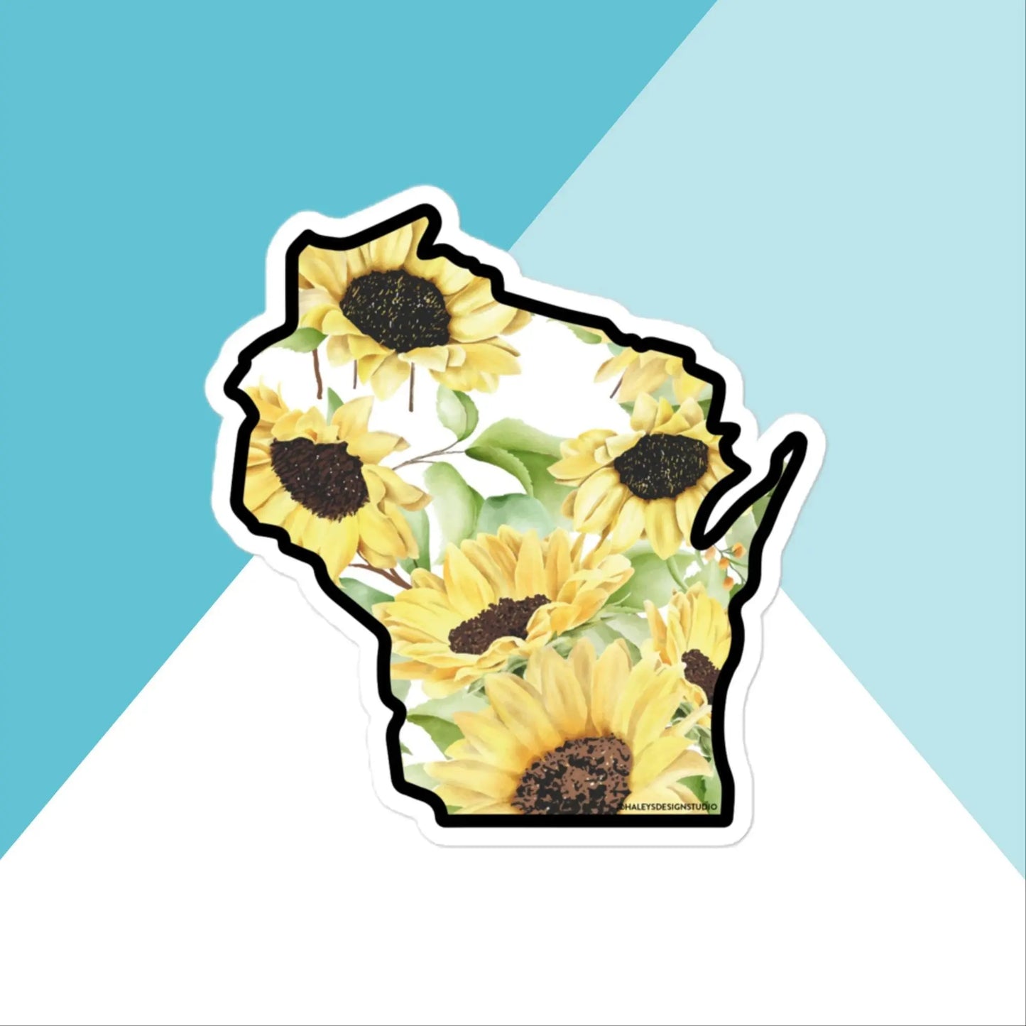 Watercolor Sunflower Wisconsin Vinyl Sticker North Owl Apparel