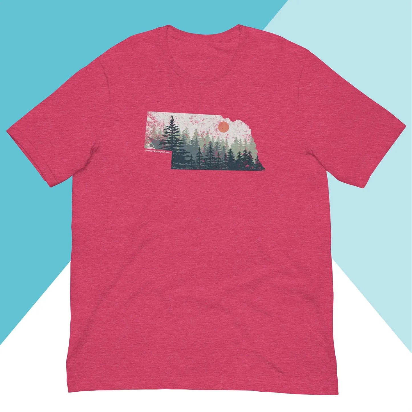 Nebraska Pine Trees Distressed Unisex Shirt North Owl Apparel