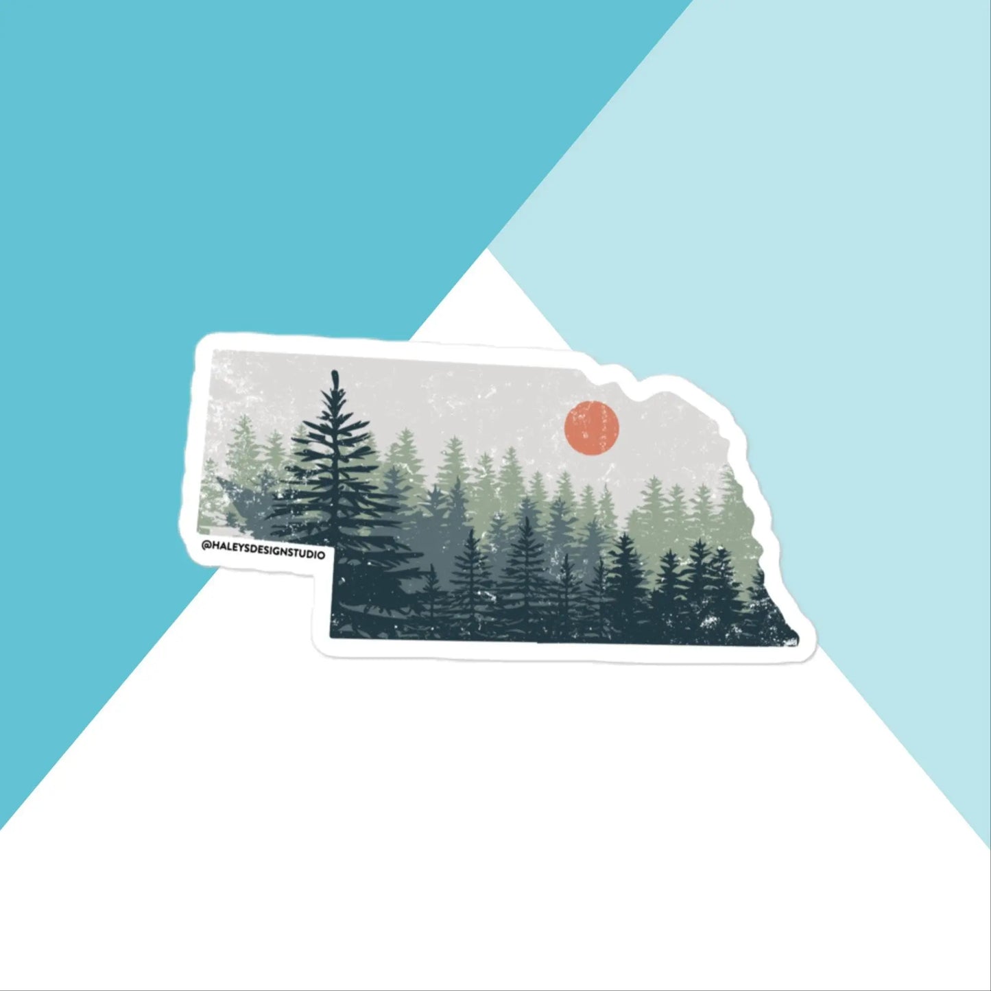 Nebraska Pine Trees Distressed Vinyl Sticker North Owl Apparel