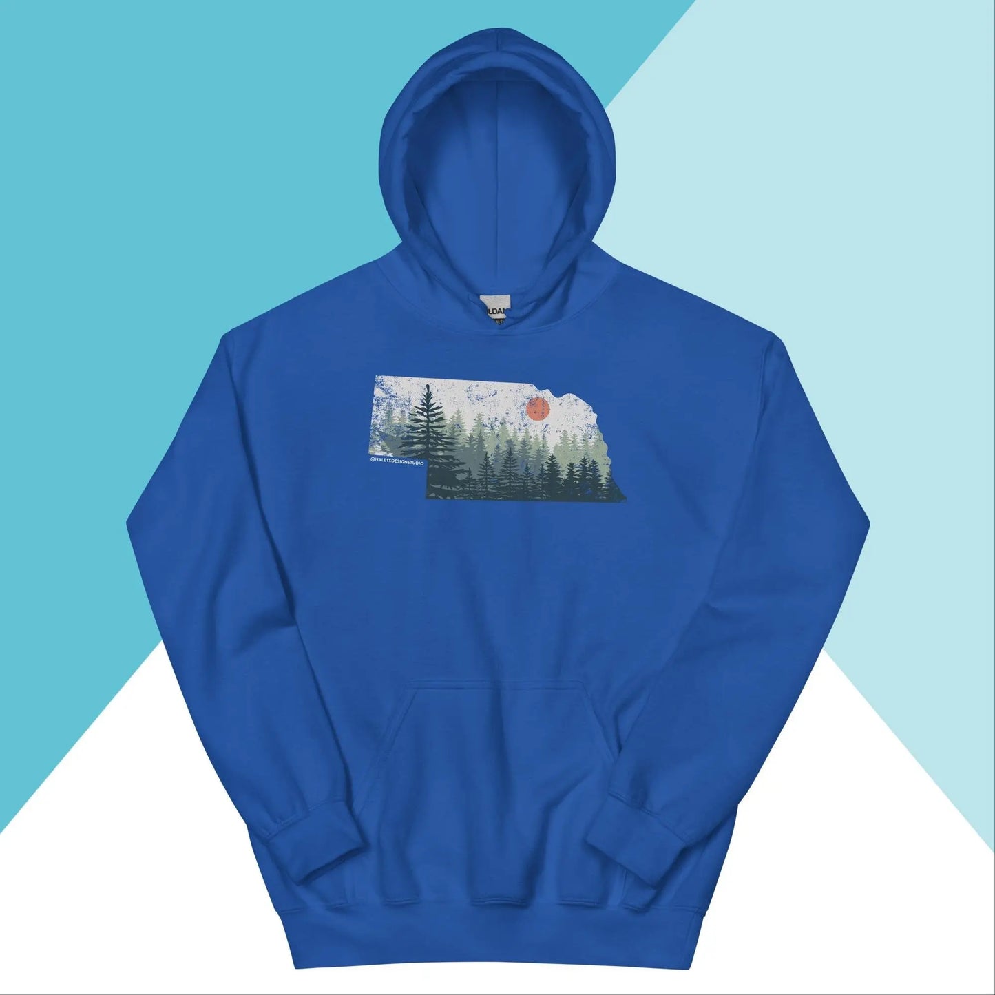 Nebraska Pine Trees Distressed Unisex Hoodie North Owl Apparel