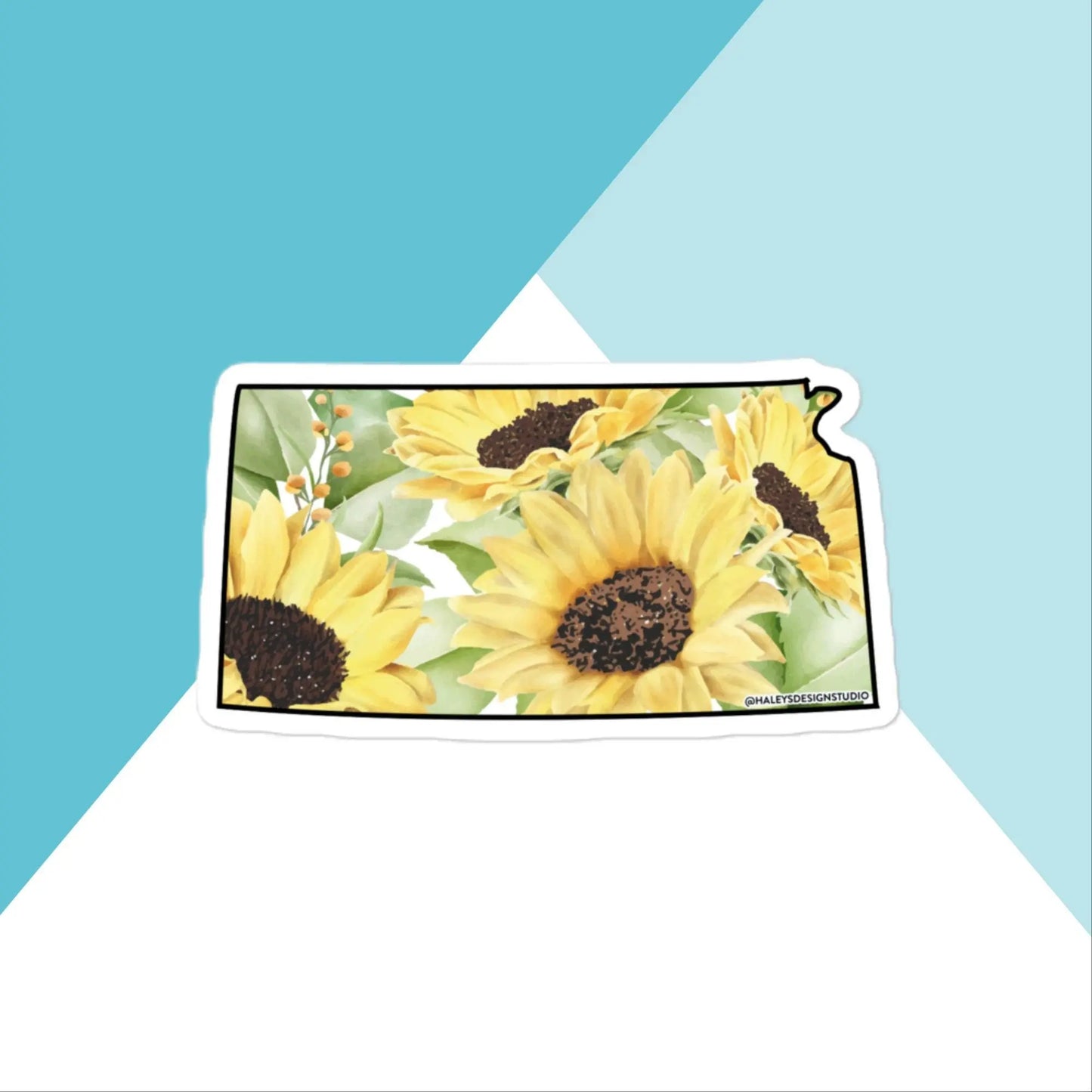 Kansas Watercolor Sunflower Vinyl Sticker North Owl Apparel