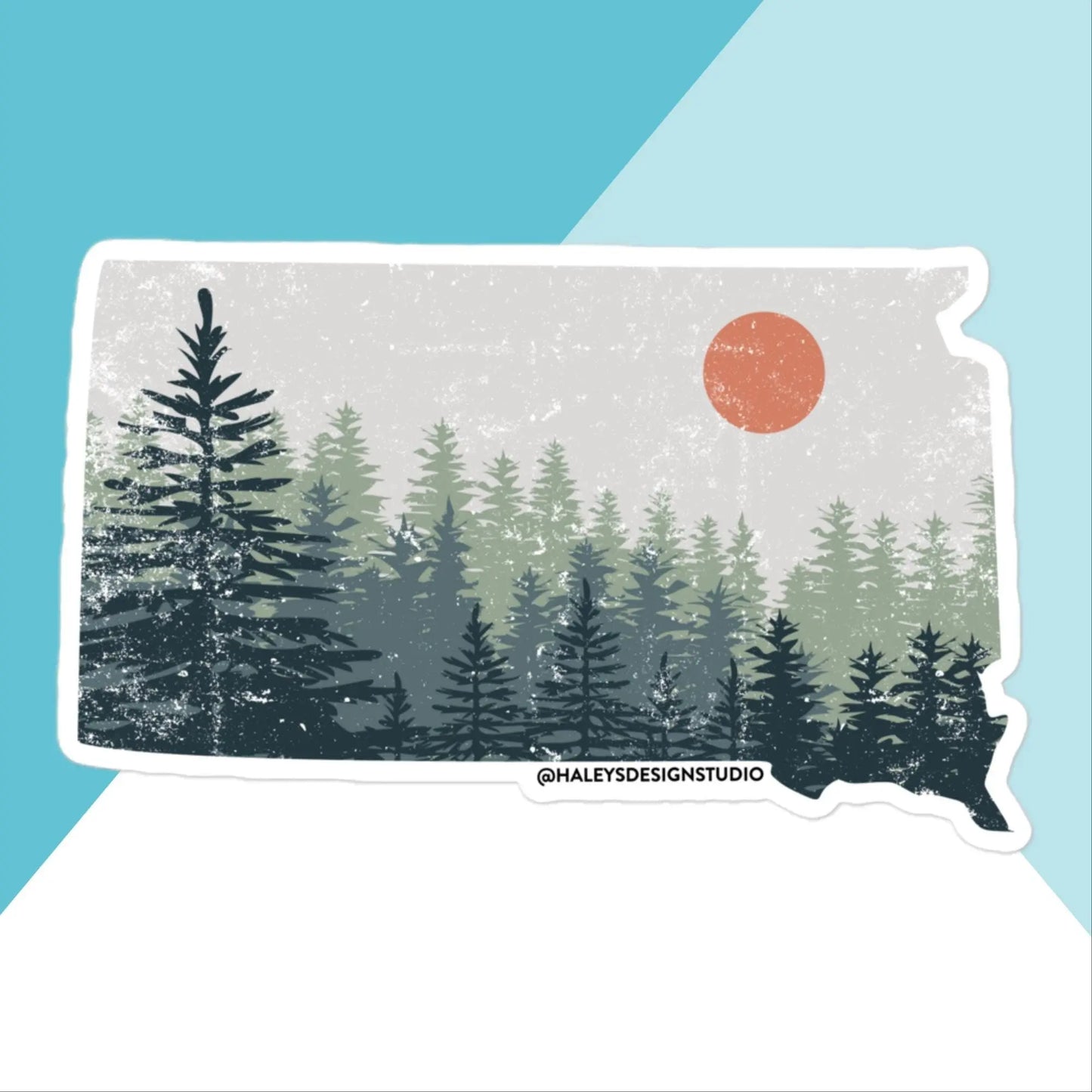 South Dakota Distressed Pine Trees Vinyl Sticker North Owl Apparel
