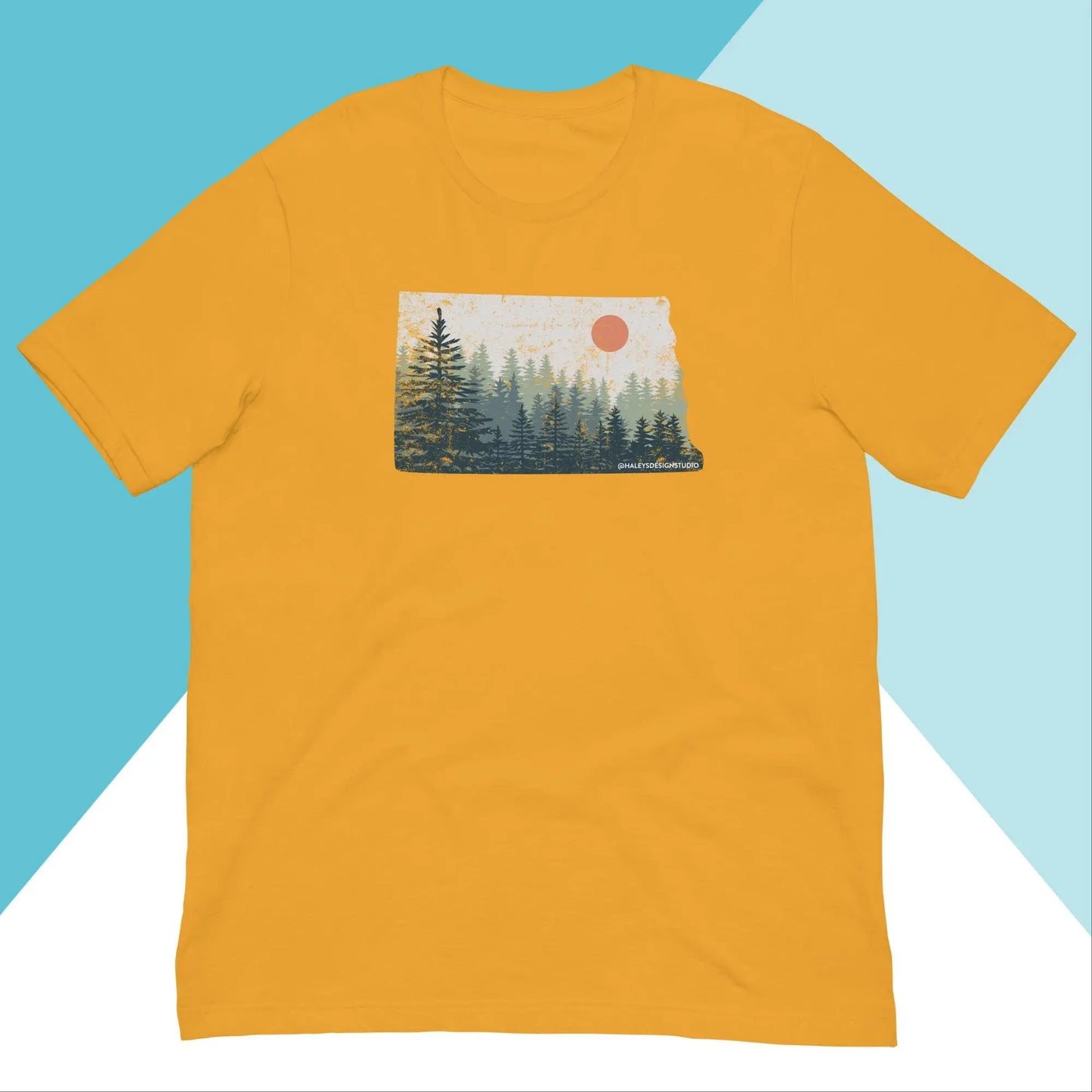 North Dakota Distressed Pine Trees Unisex Shirt North Owl Apparel