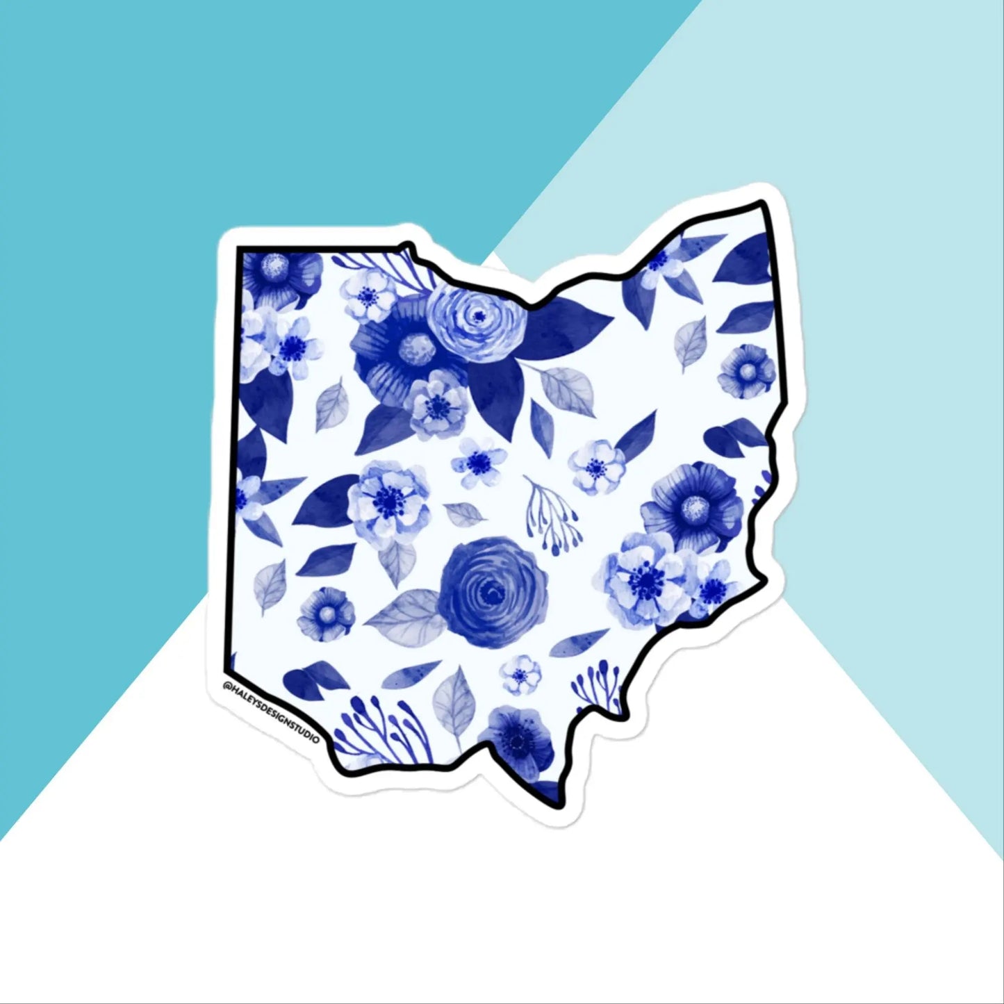 Ohio Watercolor Flowers Vinyl State Shape Sticker North Owl Apparel