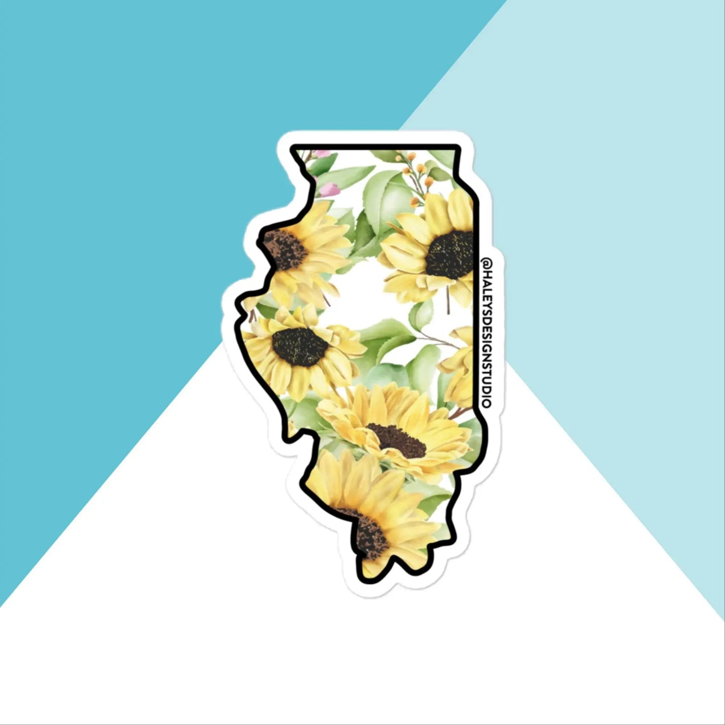Illinois Watercolor Sunflower Vinyl Sticker North Owl Apparel