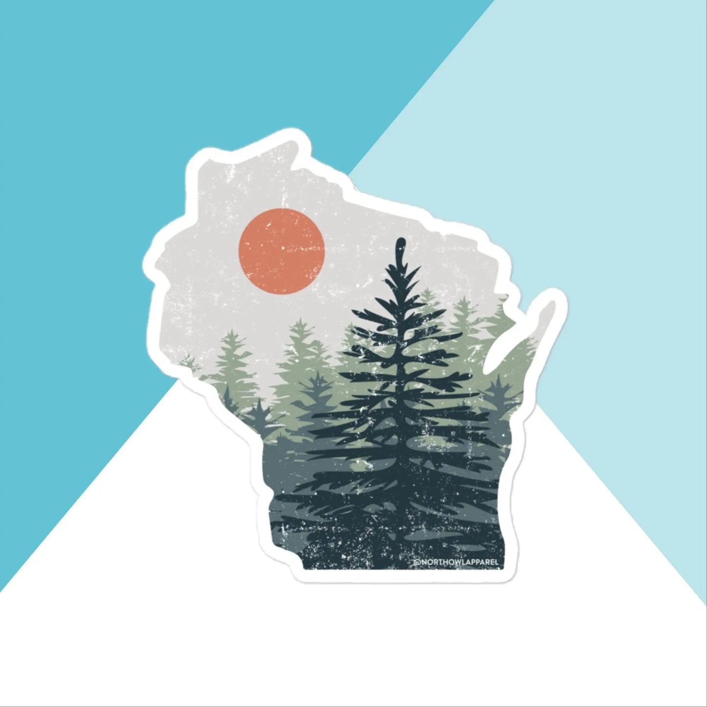 Wisconsin Pine Trees Distressed Vinyl Sticker North Owl Apparel