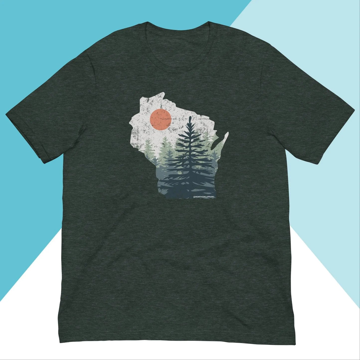 Wisconsin Pine Trees Distressed Unisex Shirt North Owl Apparel