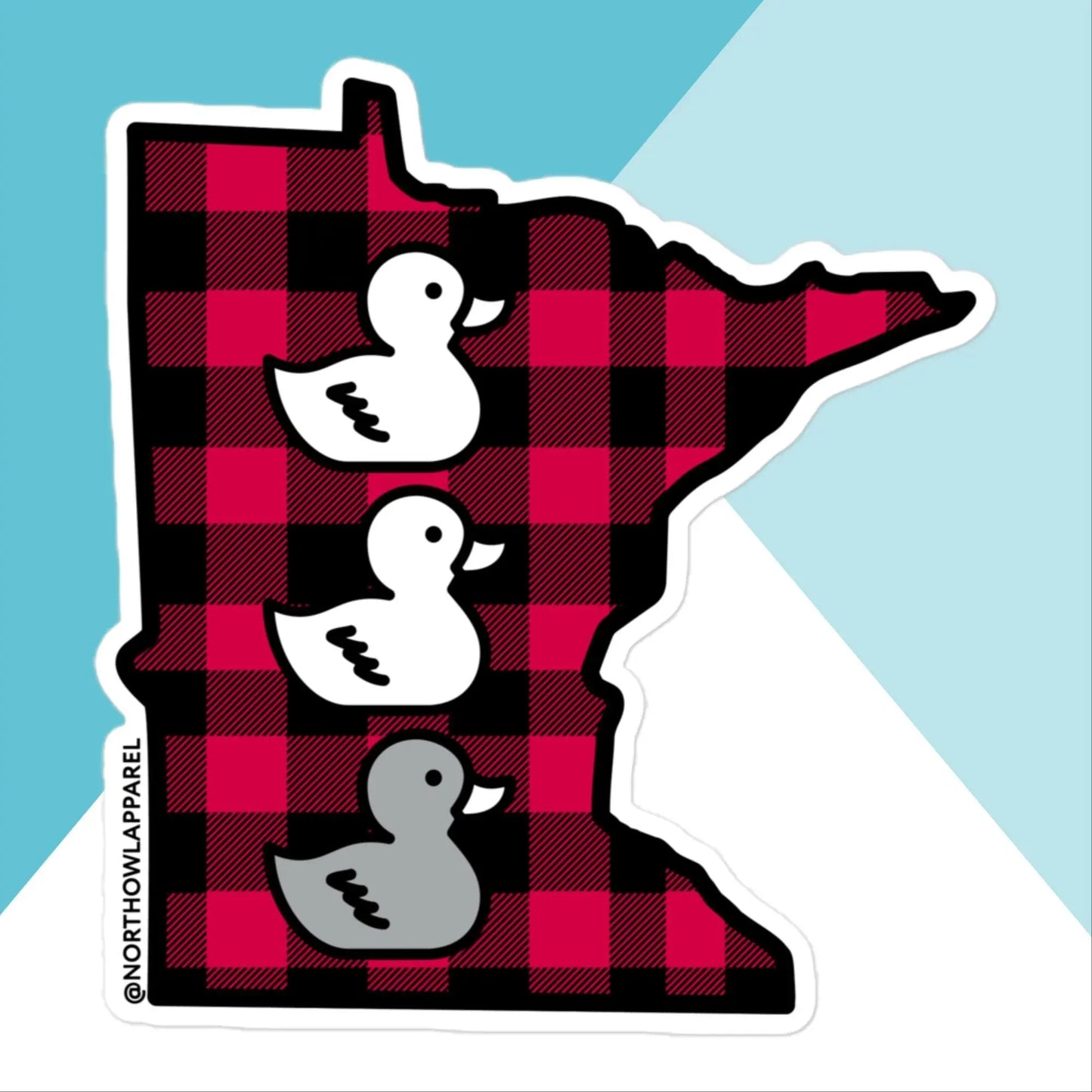 Duck Duck Grey Duck Minnesota Buffalo Plaid Vinyl Sticker North Owl Apparel