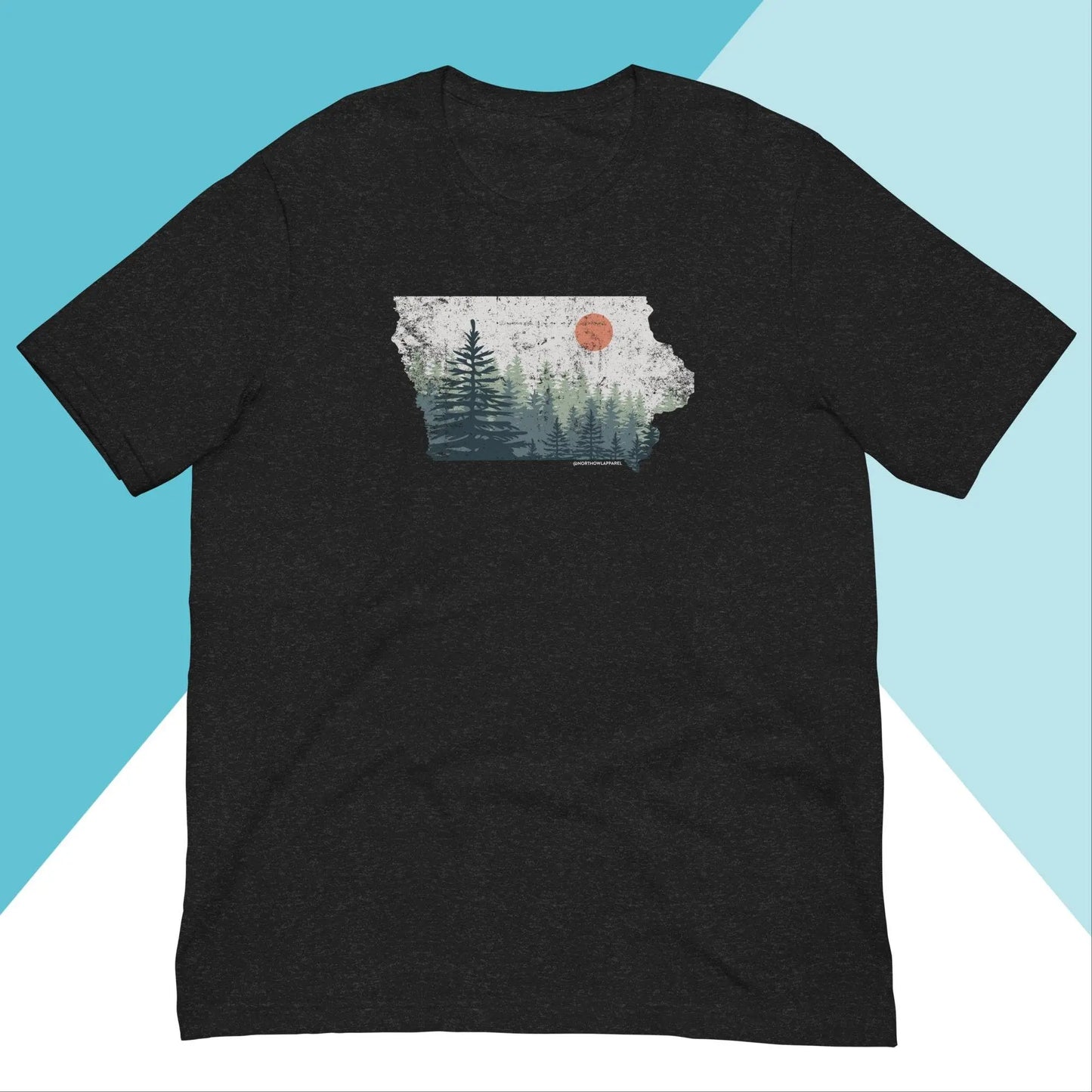 Iowa Distressed Pine Trees Unisex Shirt North Owl Apparel