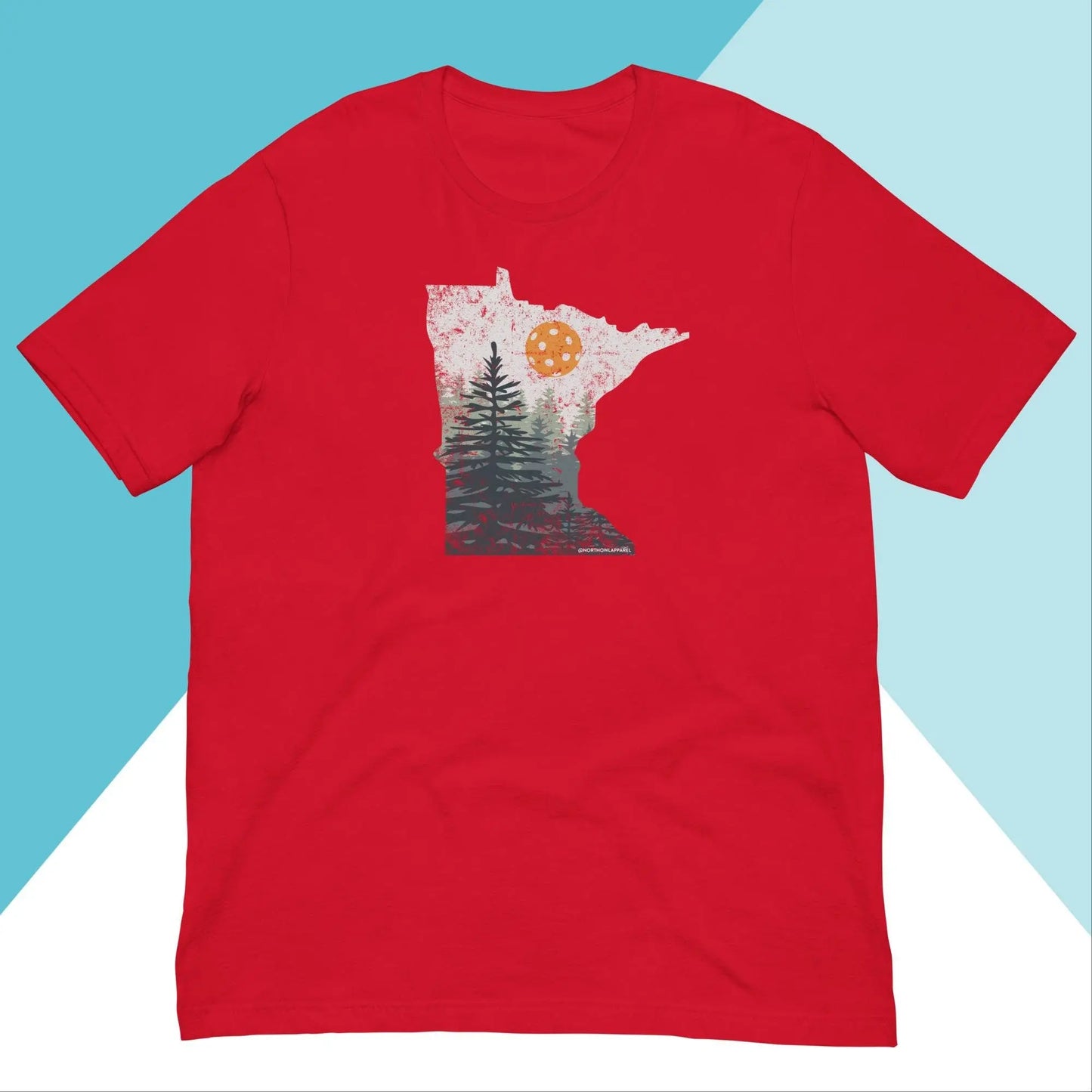 Minnesota Pickle Ball Pine Trees Distressed Unisex Shirt North Owl Apparel