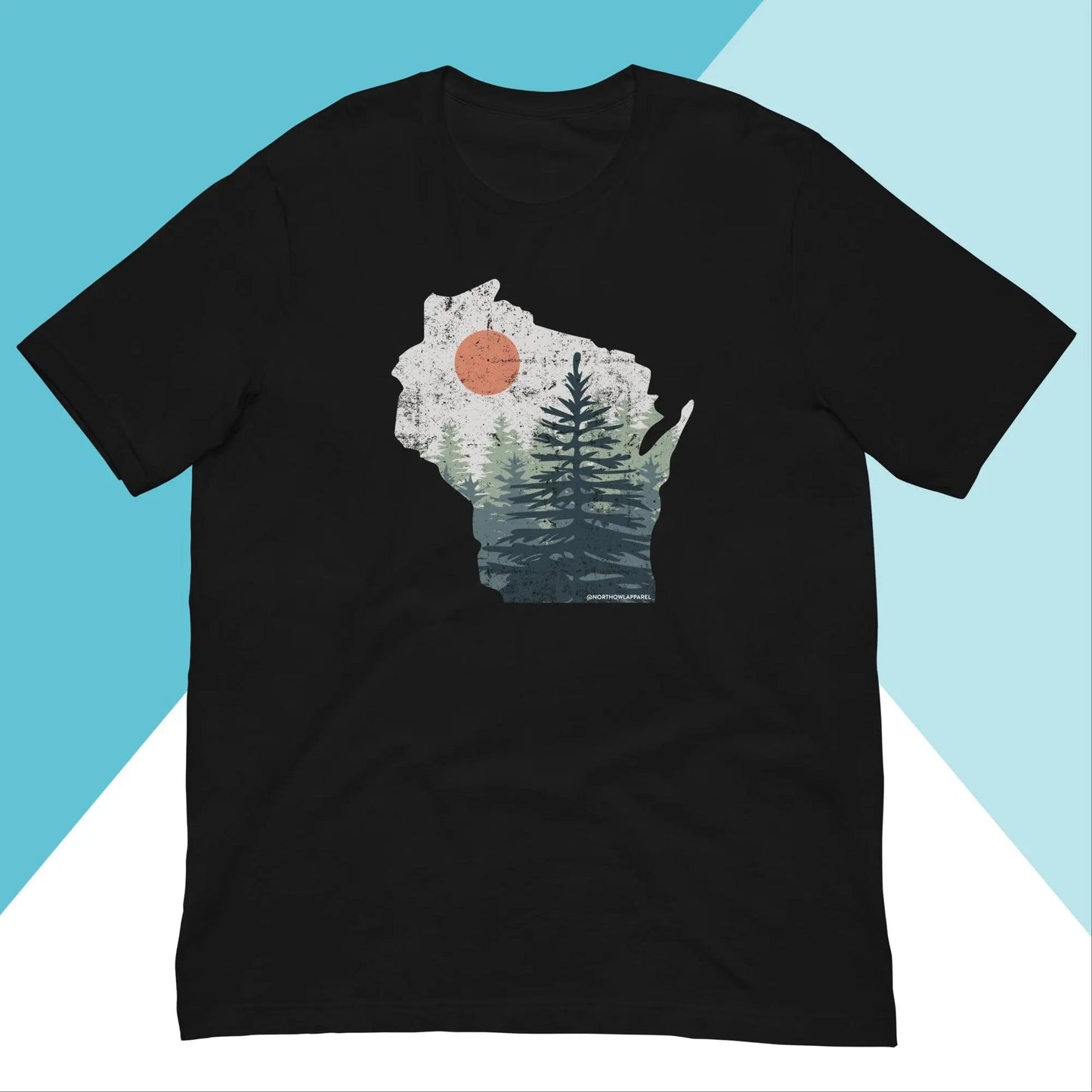 Wisconsin Pine Trees Distressed Unisex Shirt North Owl Apparel