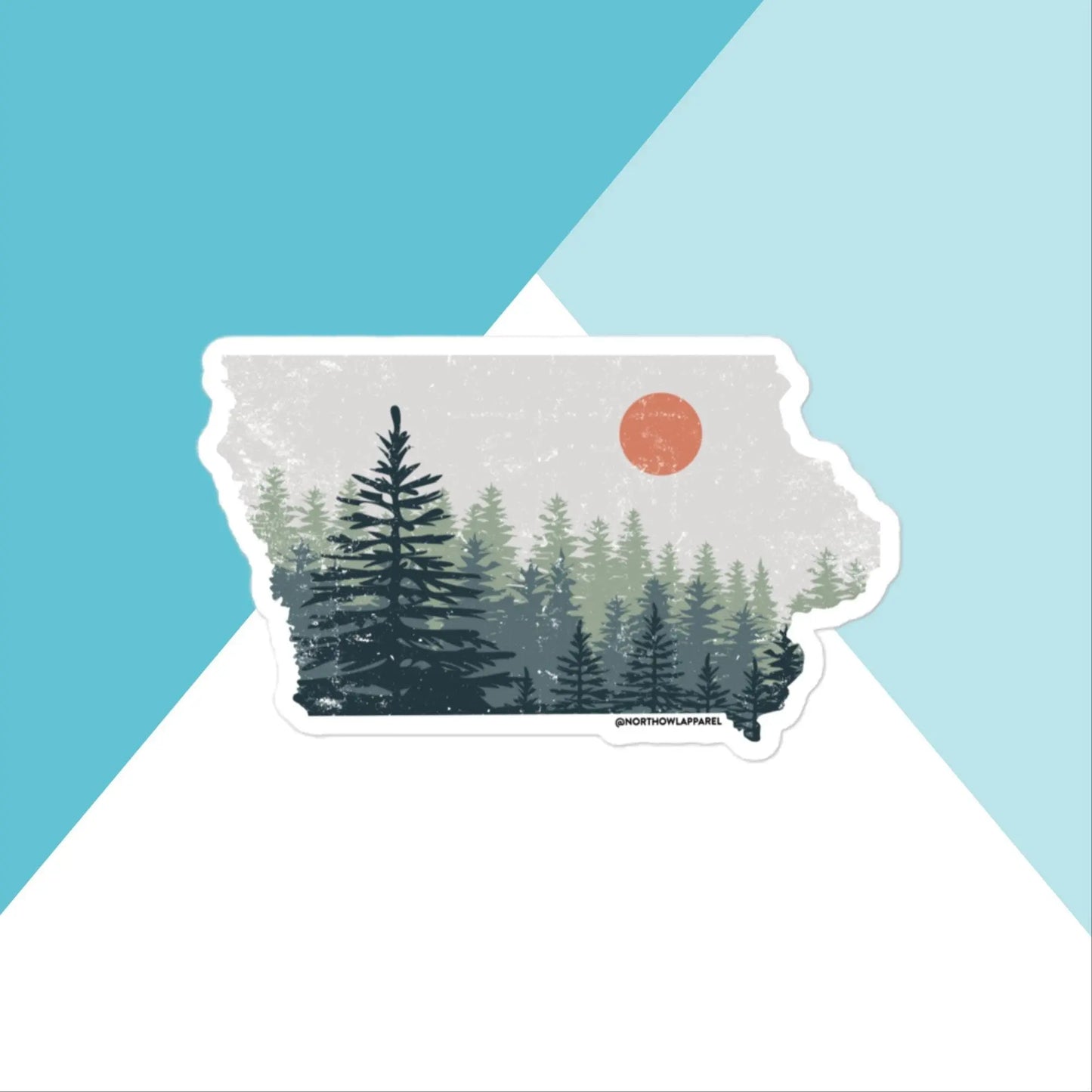 Iowa Distressed Pine Trees Vinyl Sticker North Owl Apparel