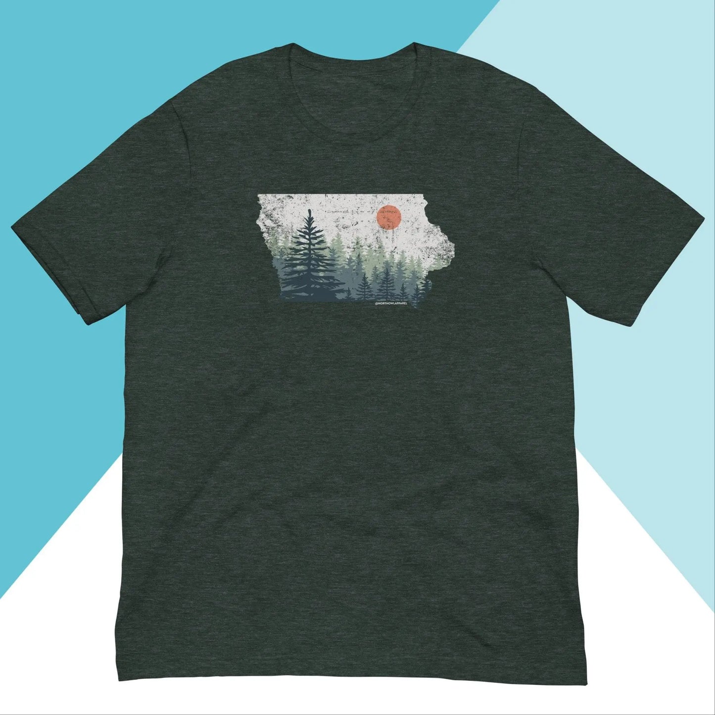 Iowa Distressed Pine Trees Unisex Shirt North Owl Apparel