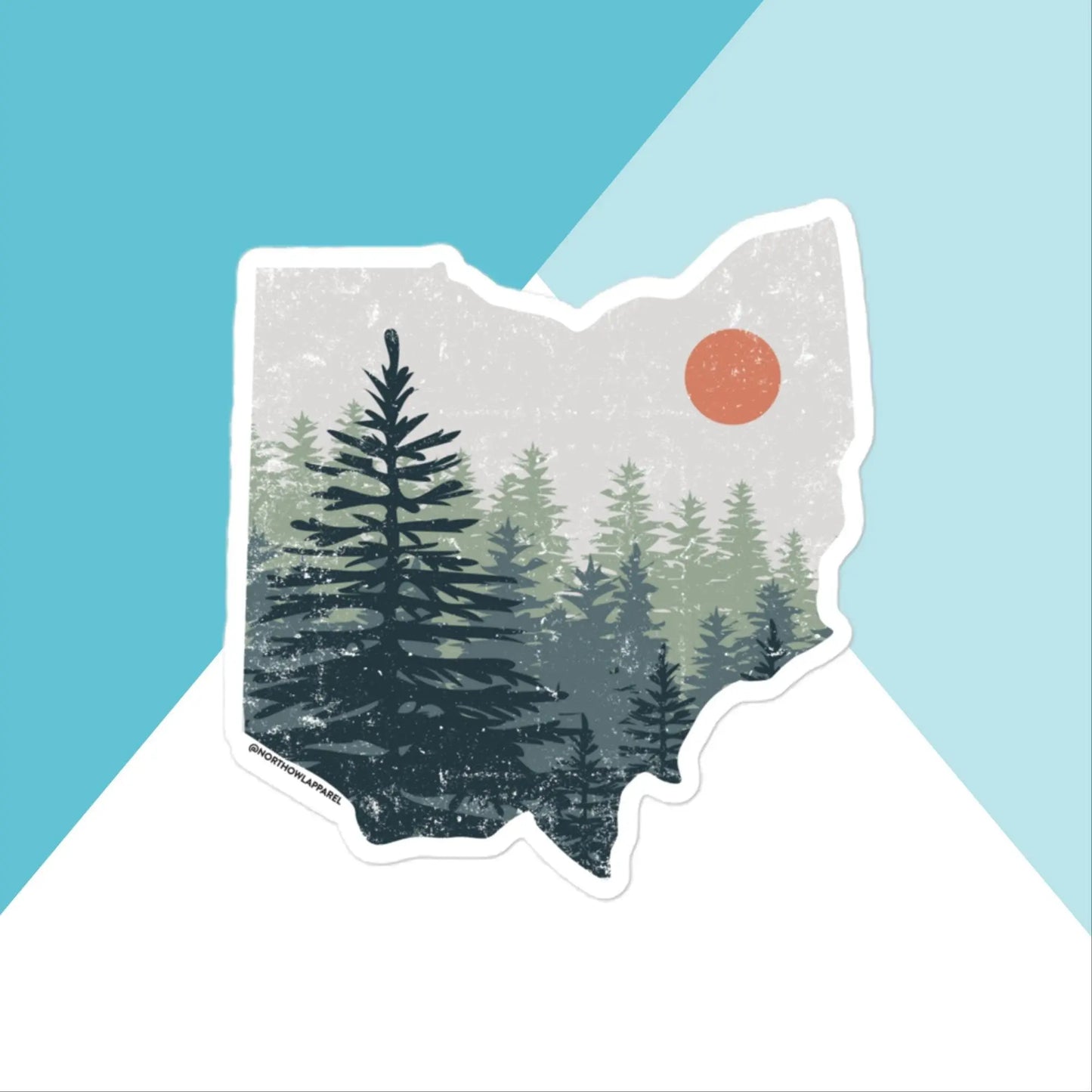 Ohio Pine Trees Distressed Vinyl Sticker North Owl Apparel