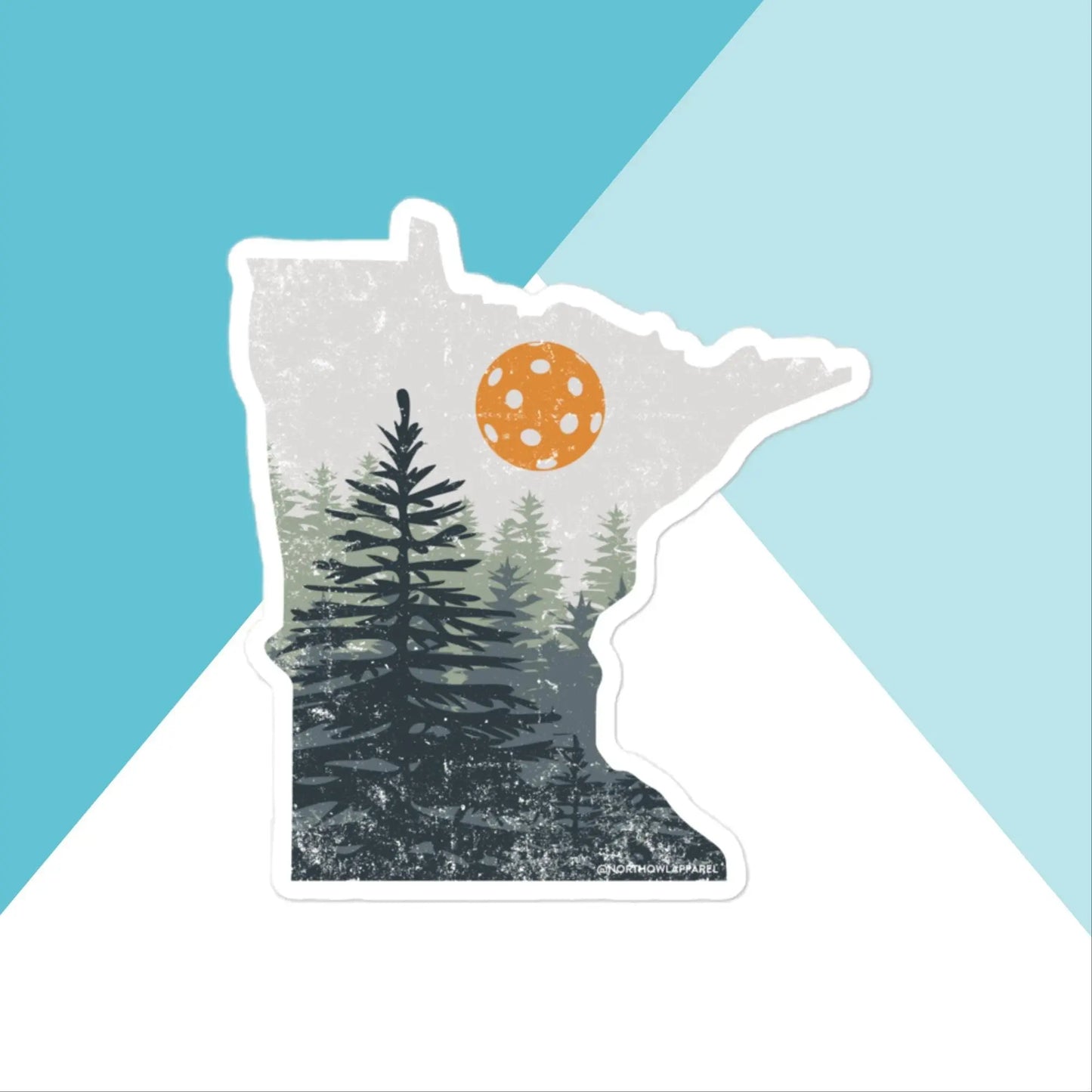 Minnesota Pickle Ball Pine Trees Distressed Vinyl Sticker North Owl Apparel