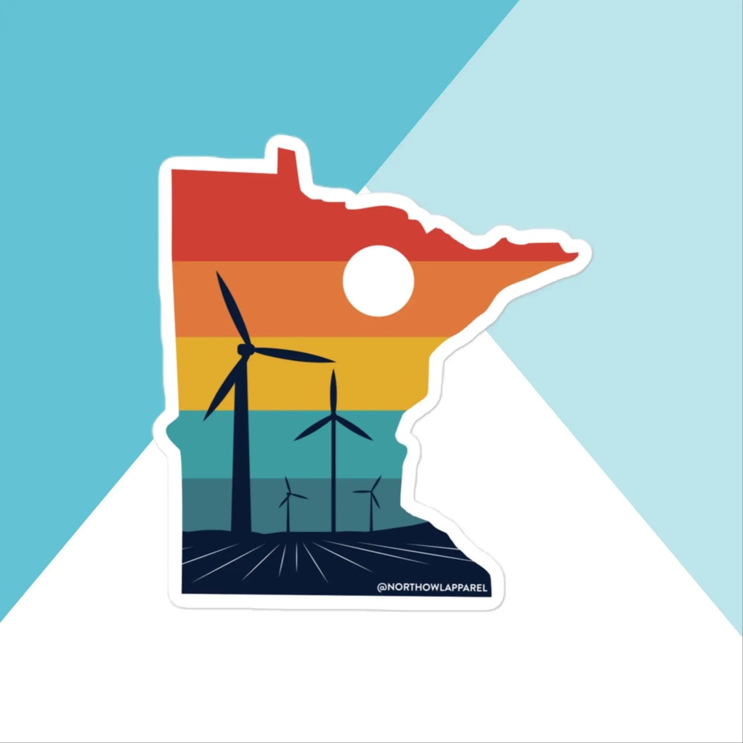 Minnesota Rural Retro Windmill Sunset Vinyl Sticker North Owl Apparel