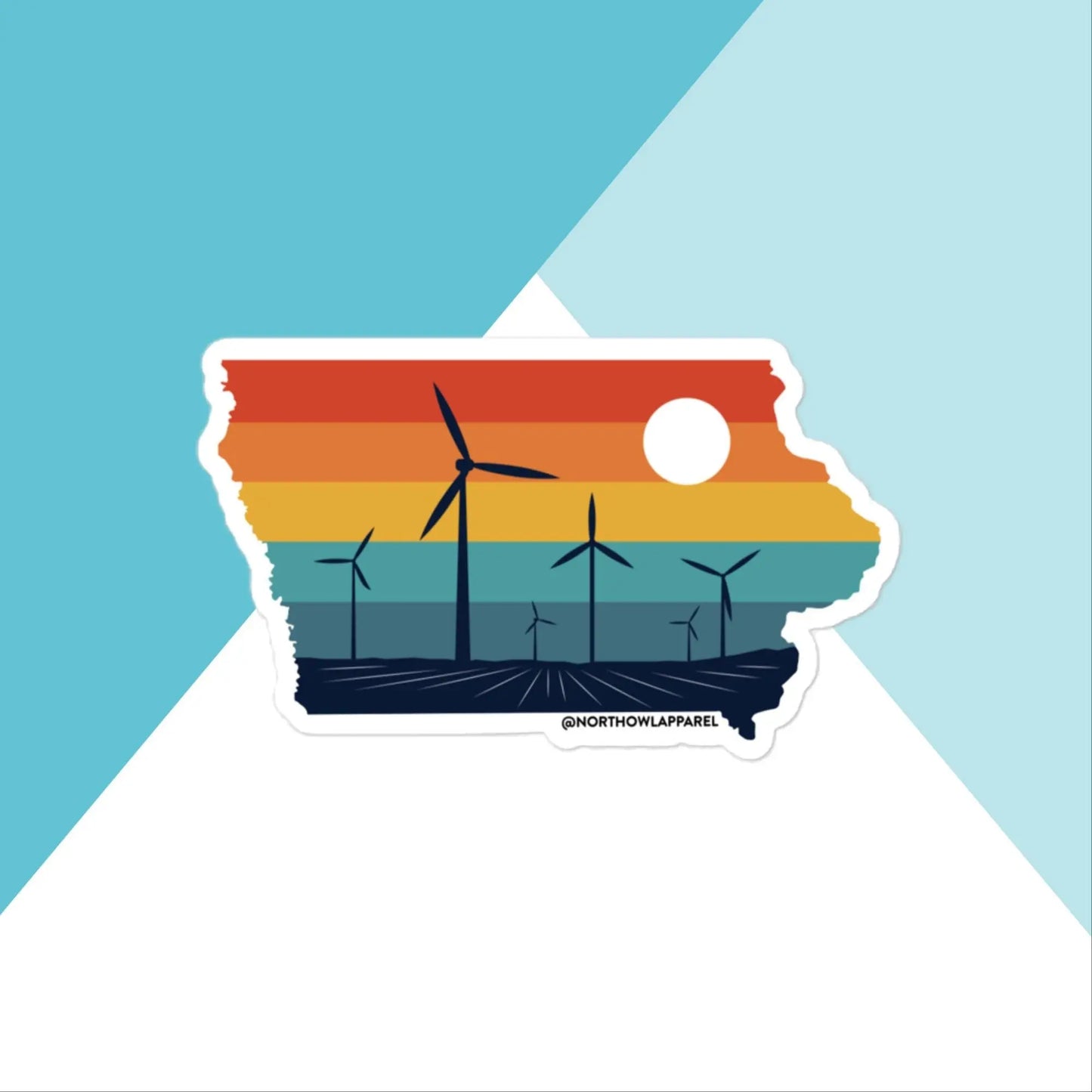 Iowa Rural Retro Windmill Sunset Vinyl Sticker North Owl Apparel