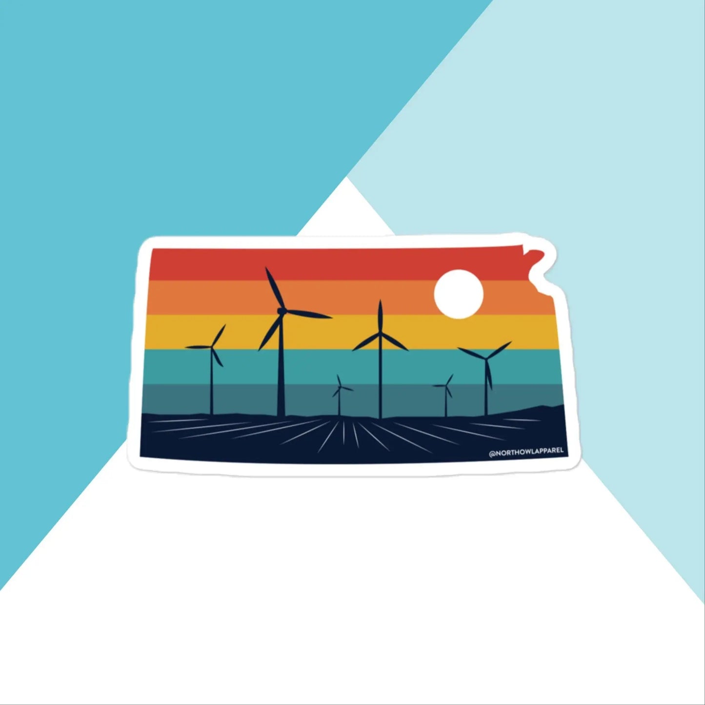 Kansas Rural Retro Windmill Sunset Vinyl Sticker North Owl Apparel