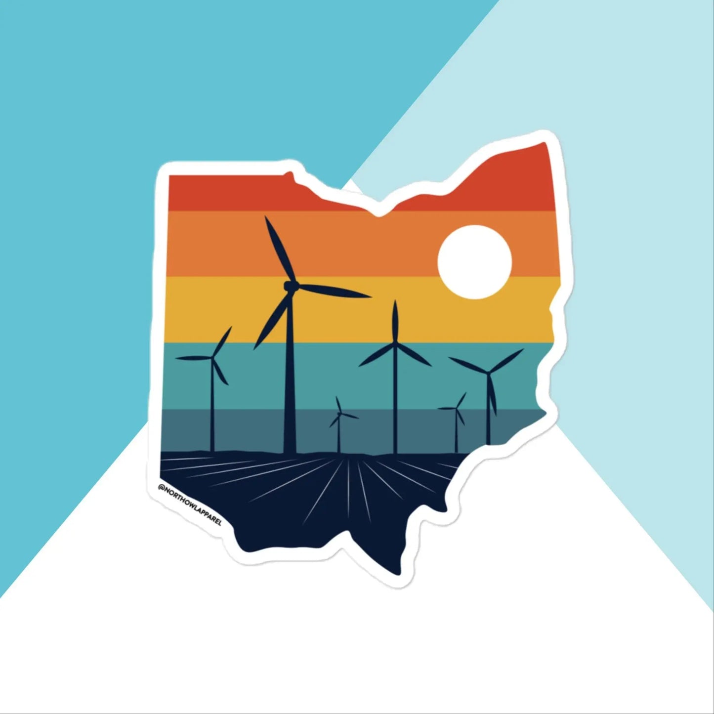 Ohio Rural Retro Windmill Sunset Vinyl Sticker North Owl Apparel