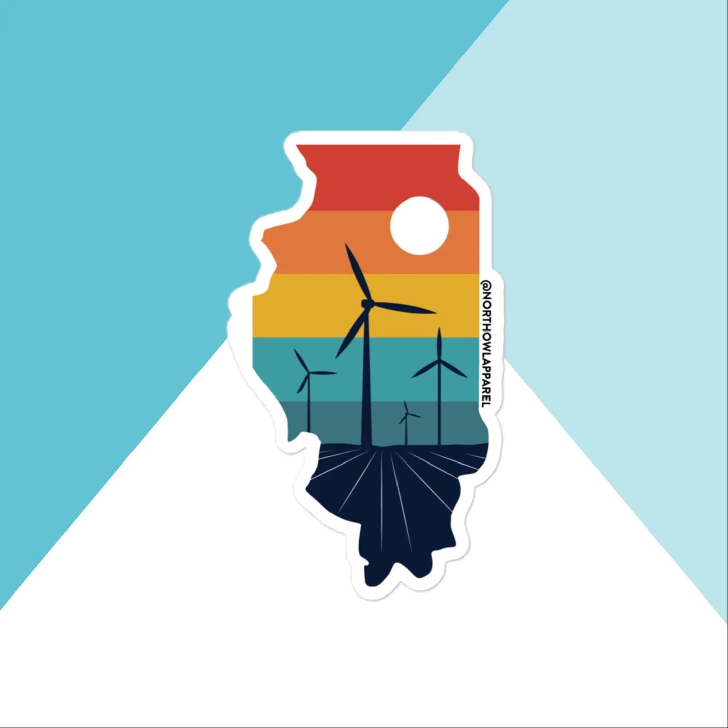 Illinois Rural Retro Windmill Sunset Vinyl Sticker North Owl Apparel