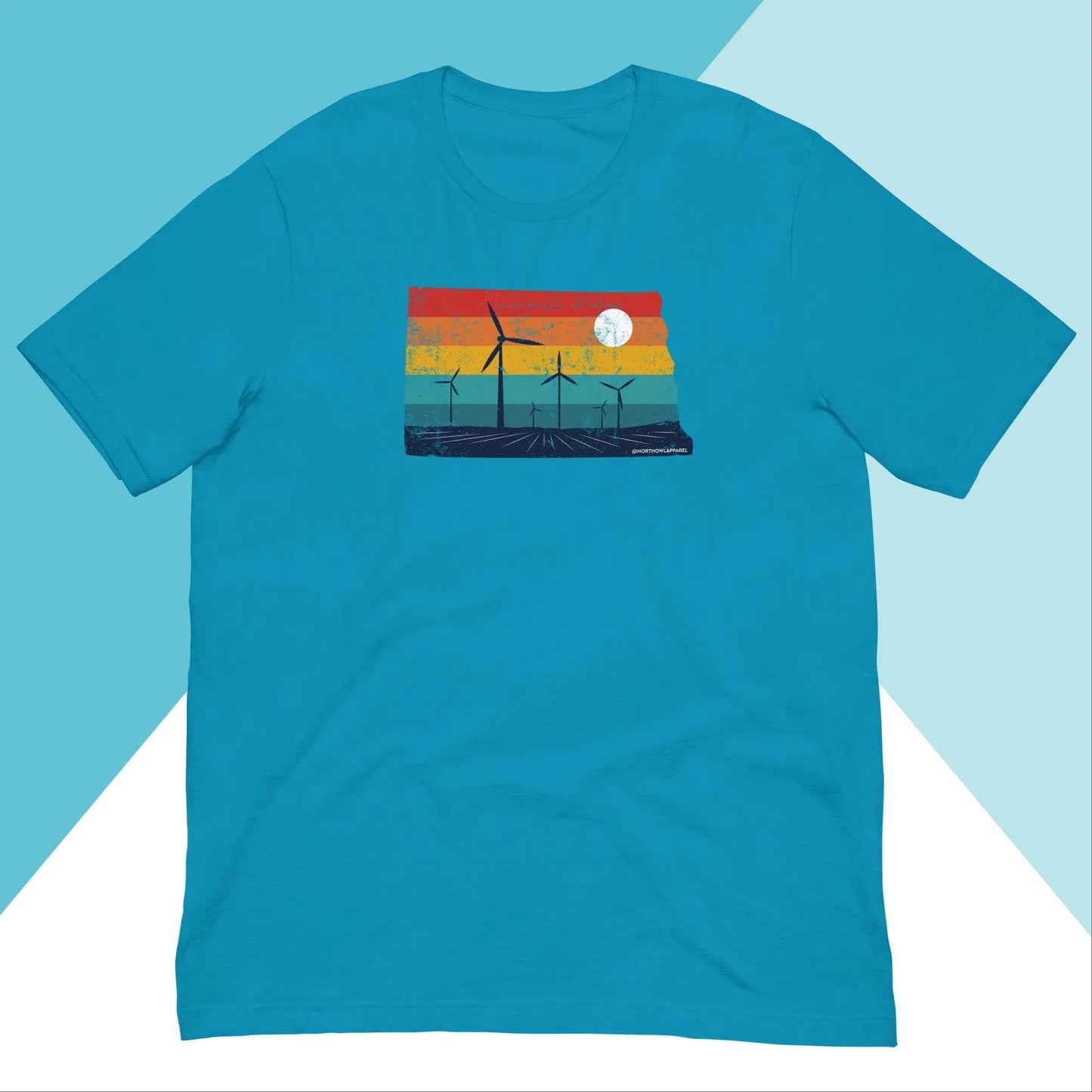 North Dakota Rural Retro Windmill Sunset Unisex Shirt North Owl Apparel