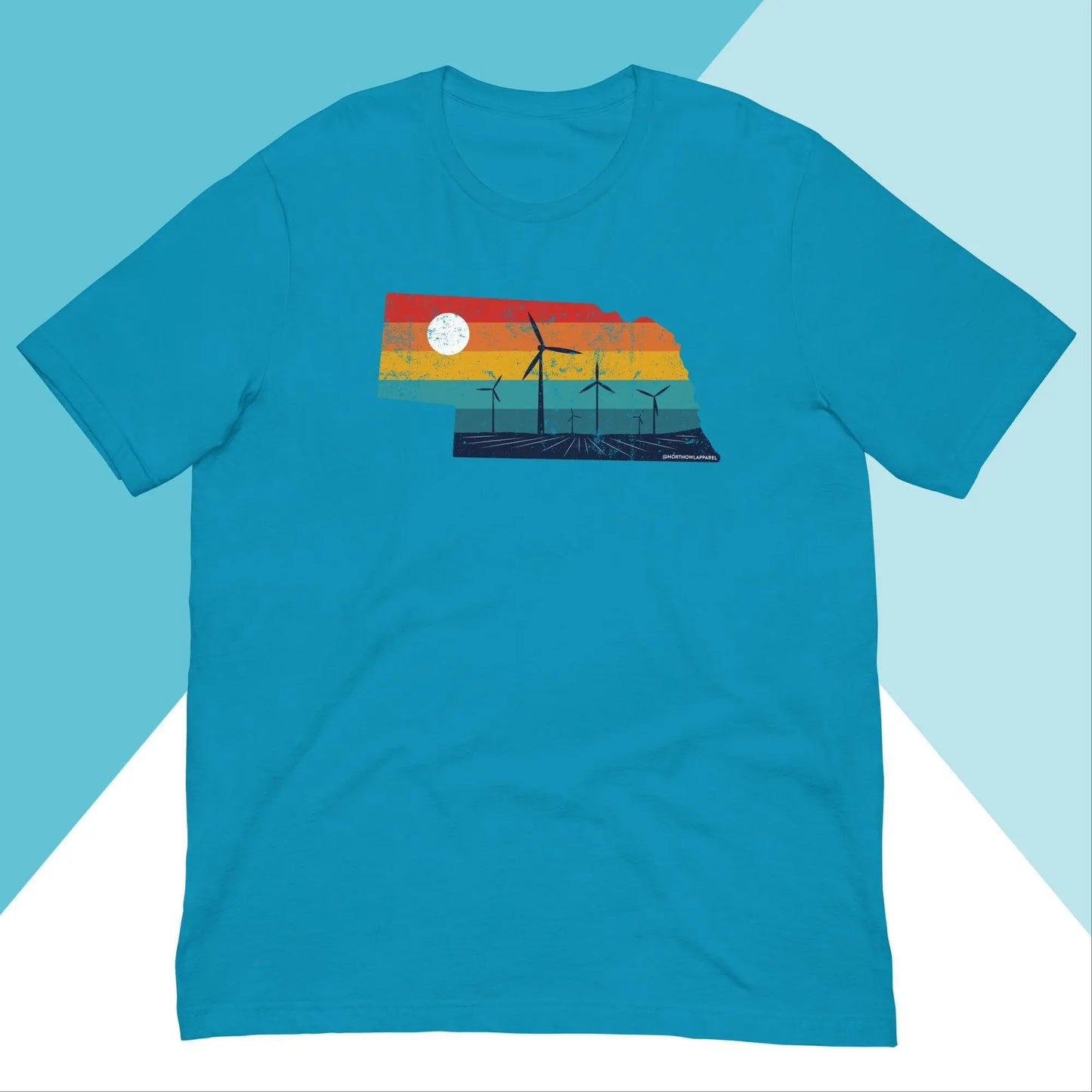 Nebraska Rural Retro Windmill Sunset Unisex Shirt North Owl Apparel
