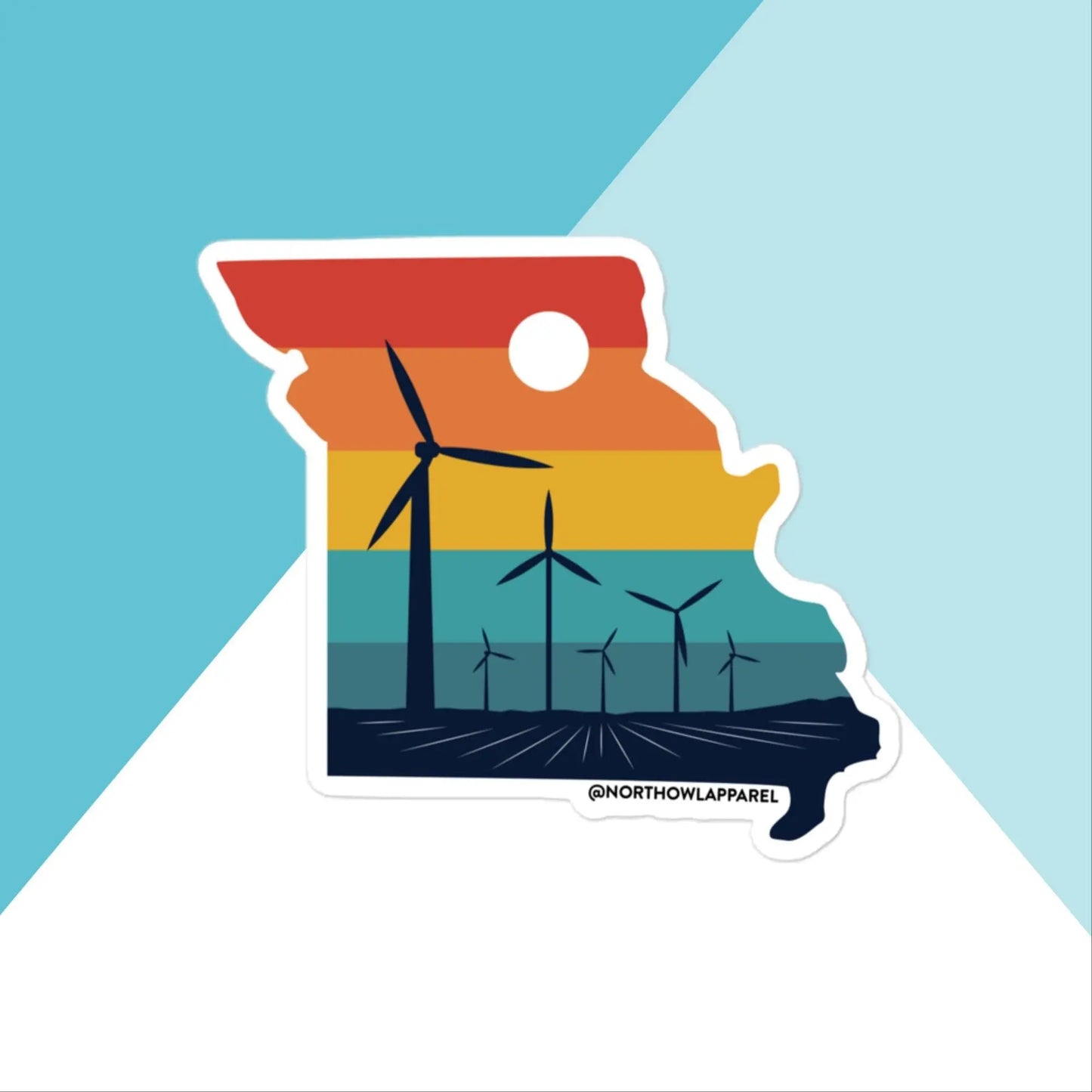 Missouri Rural Retro Windmill Sunset Vinyl Sticker North Owl Apparel