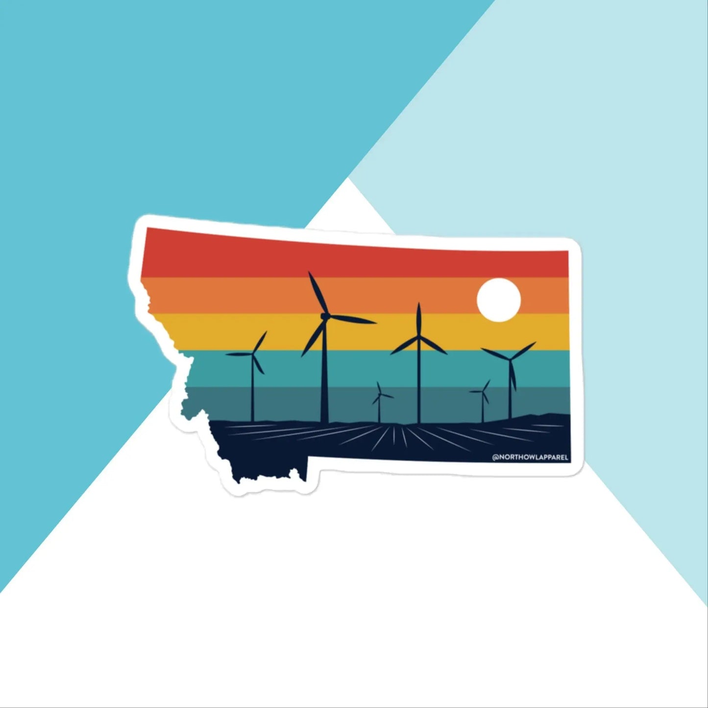Montana Rural Retro Windmill Sunset Vinyl Sticker North Owl Apparel