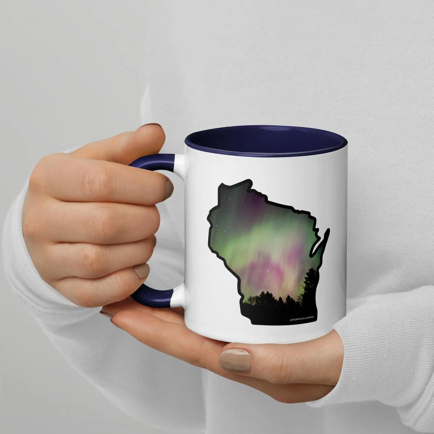 Northern Lights Aurora State Shape Gift Mug North Owl Apparel
