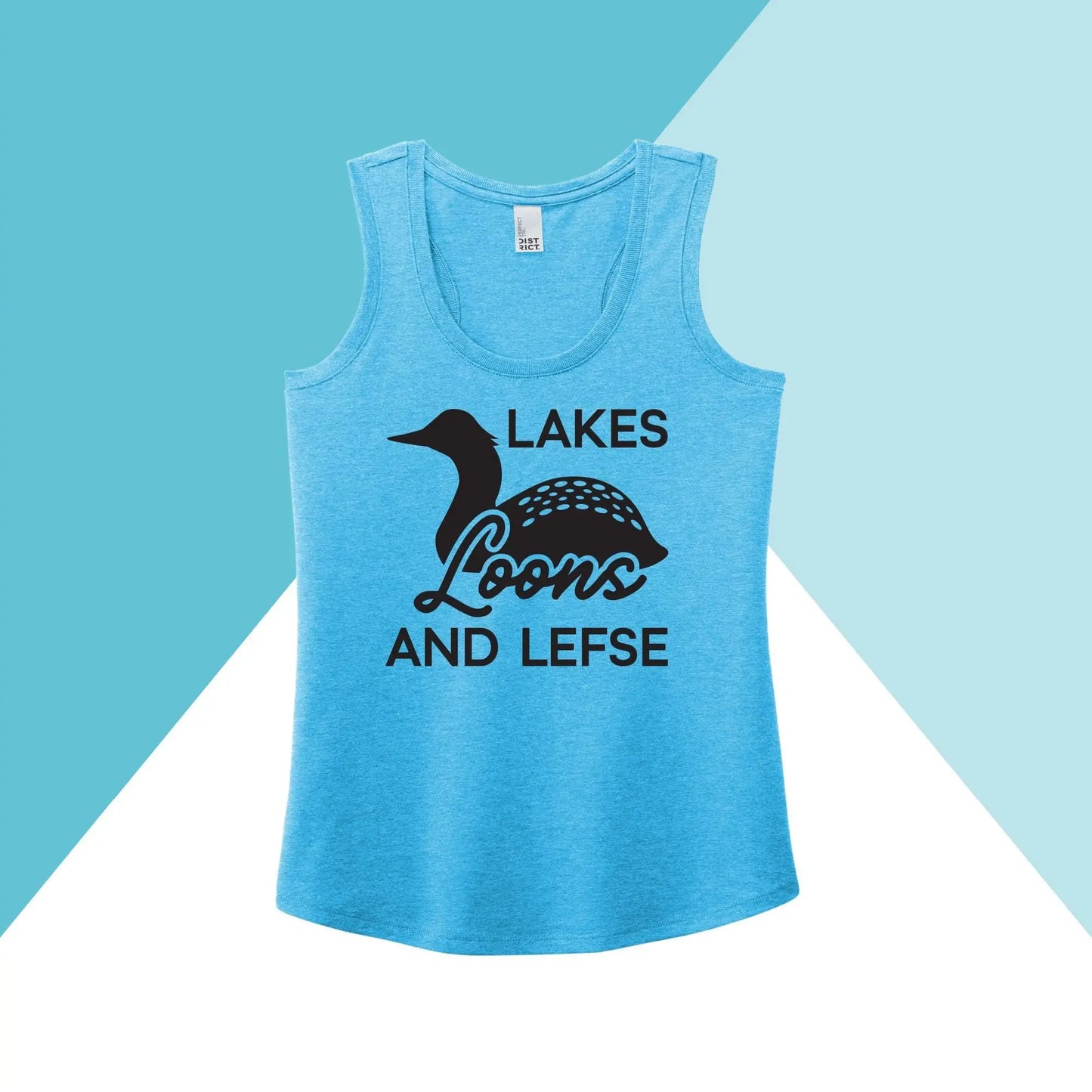 Lakes, Loons, & Lefse Women's Racerback Tank Top North Owl Apparel