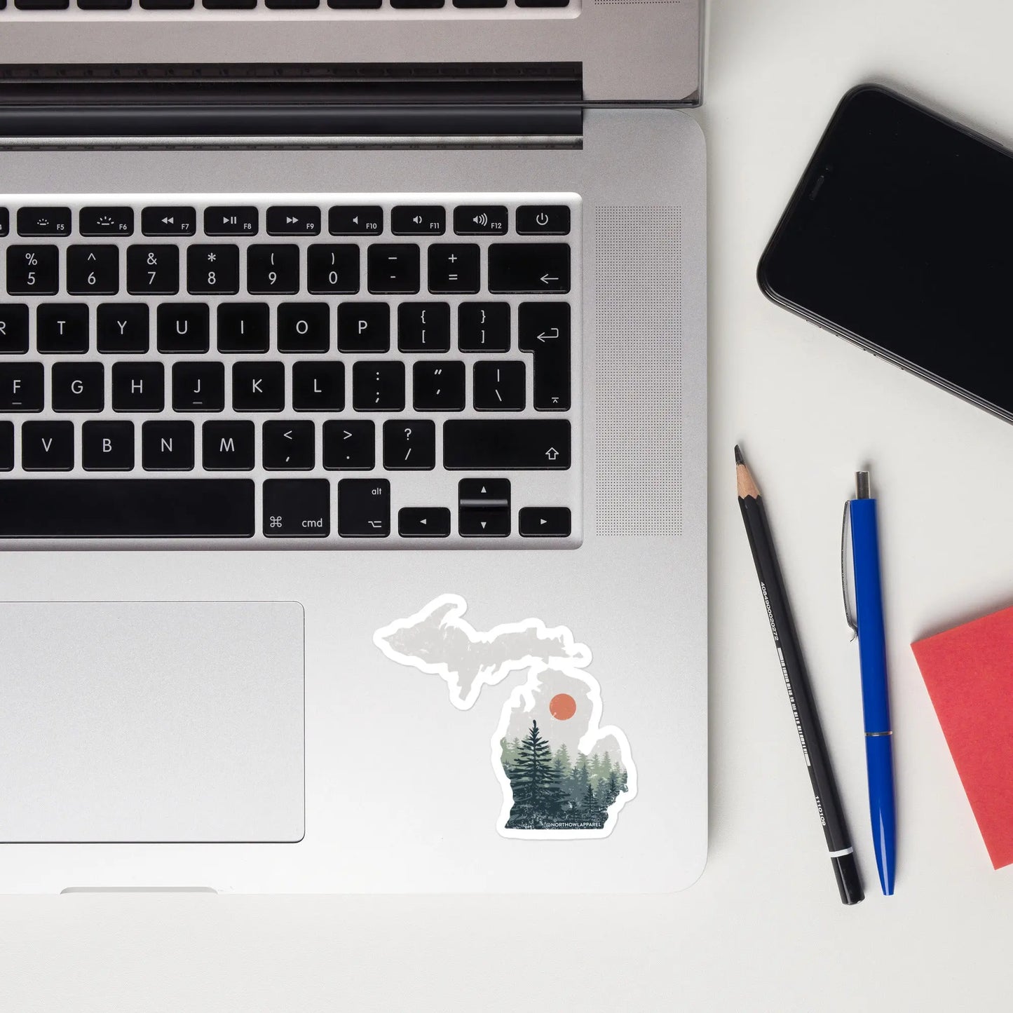 Michigan Distressed Pine Trees Vinyl Sticker North Owl Apparel