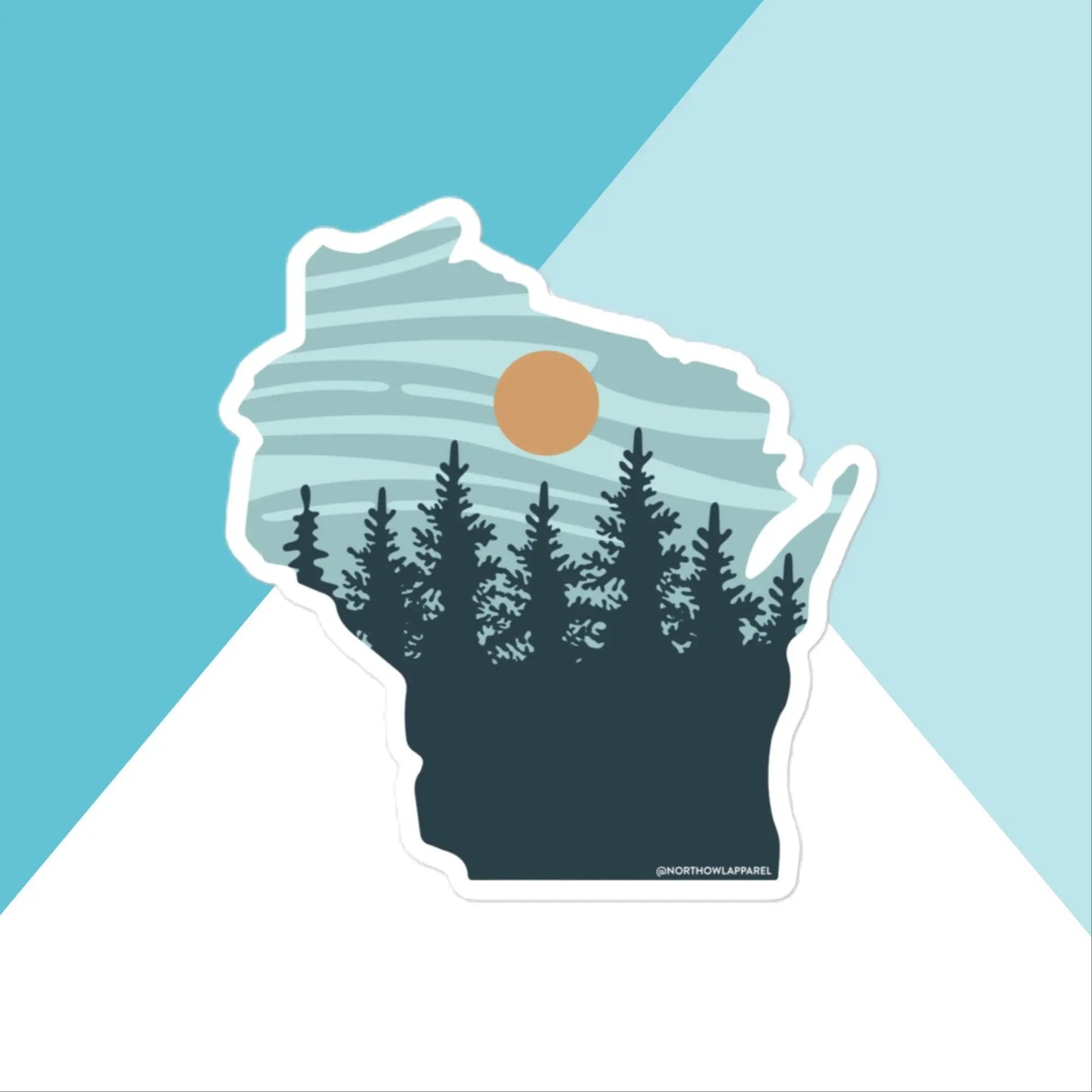 Wisconsin Pastel Pine Trees Vinyl Sticker North Owl Apparel