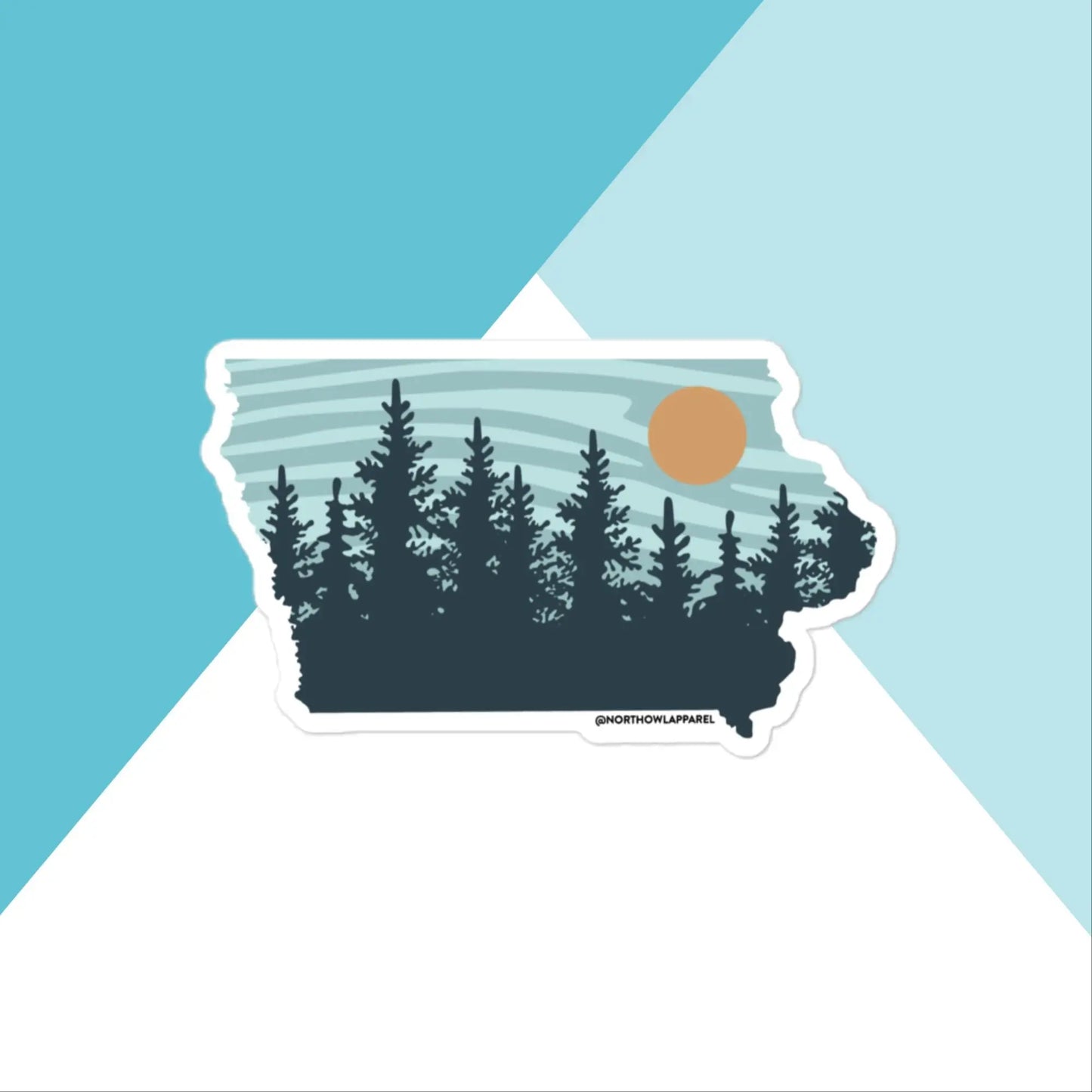 Iowa Pastel Pine Trees Vinyl Sticker North Owl Apparel