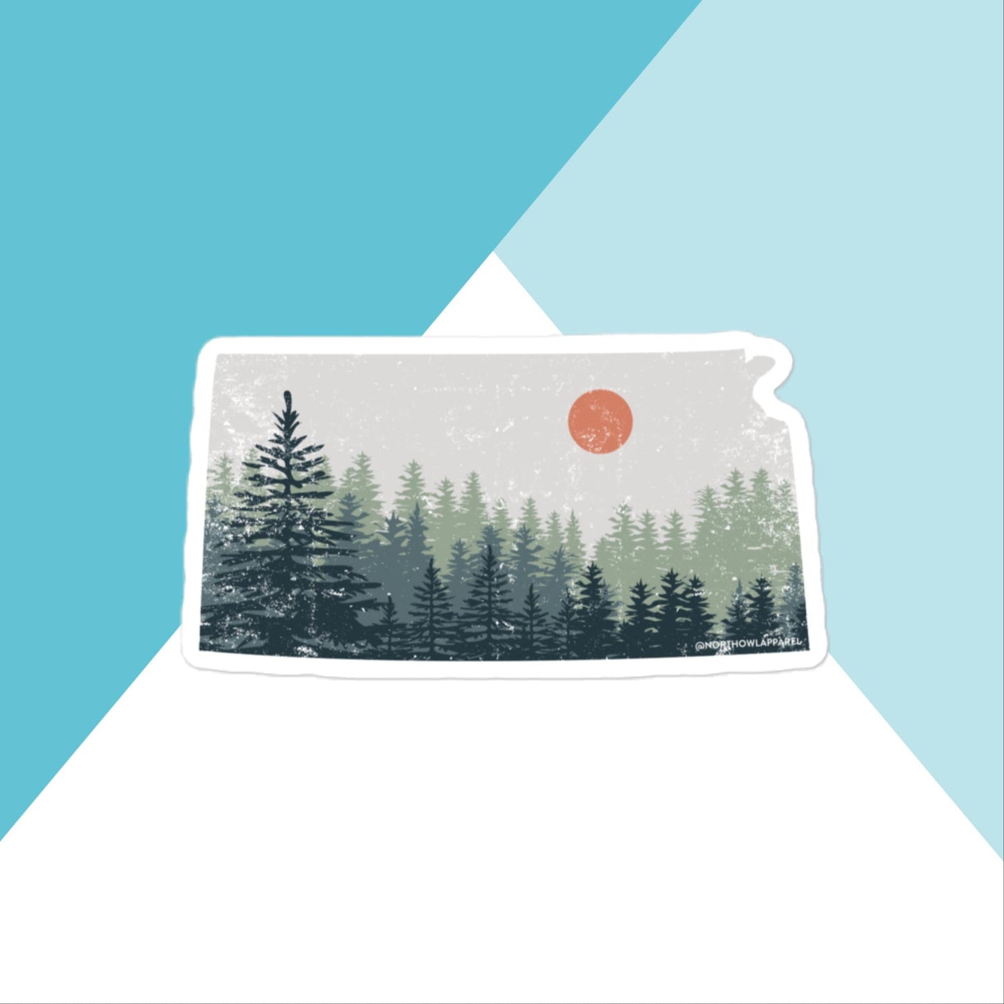 Kansas Distressed Pine Trees Vinyl Sticker North Owl Apparel
