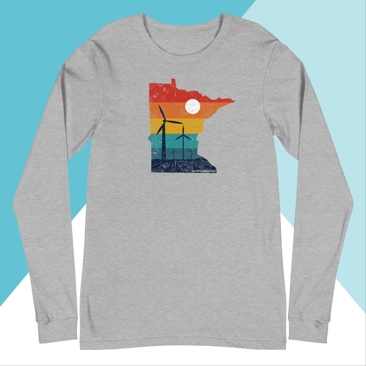 Minnesota Rural Retro Windmill Sunset Unisex Long Sleeve Shirt North Owl Apparel