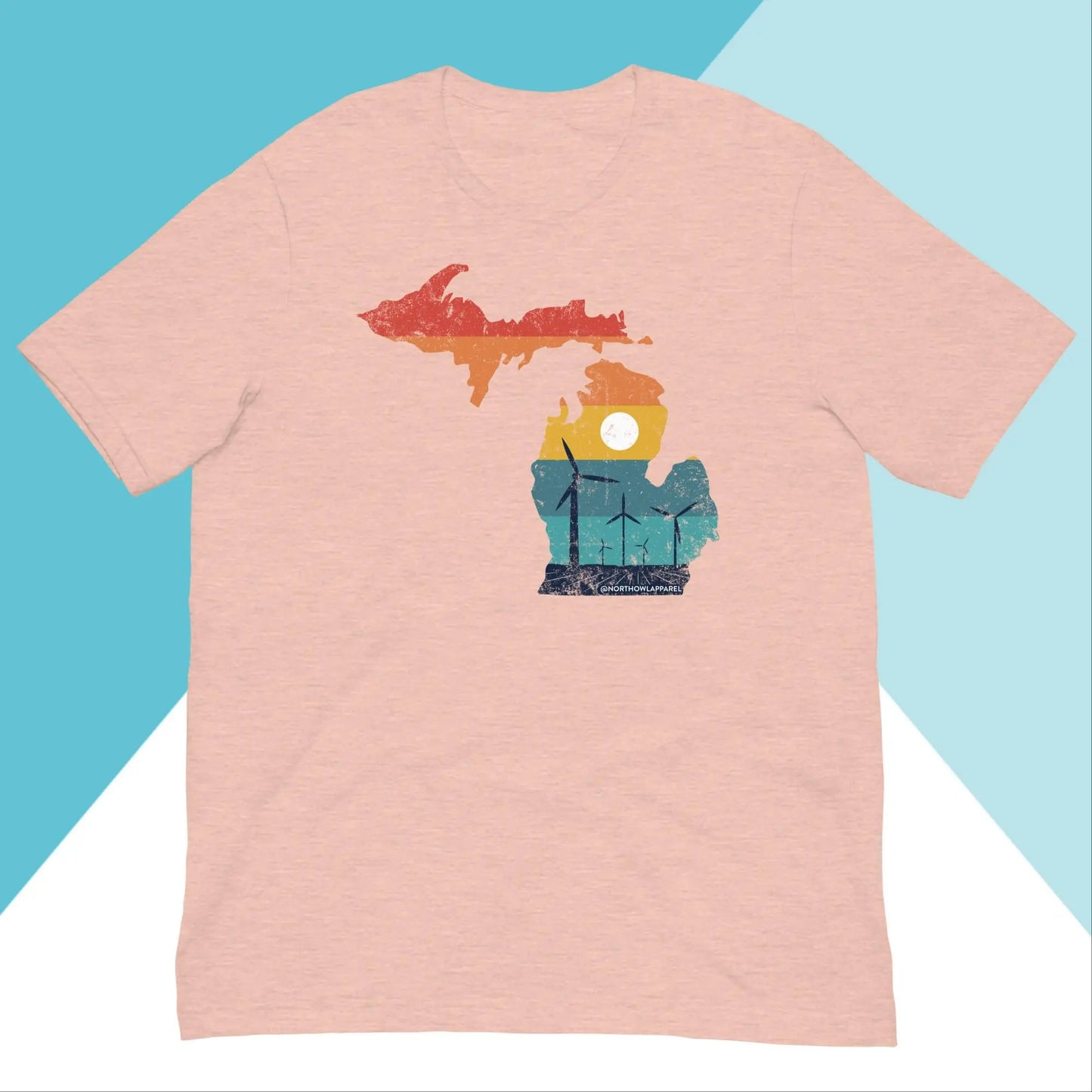 Michigan Rural Retro Windmill Sunset Unisex Shirt North Owl Apparel