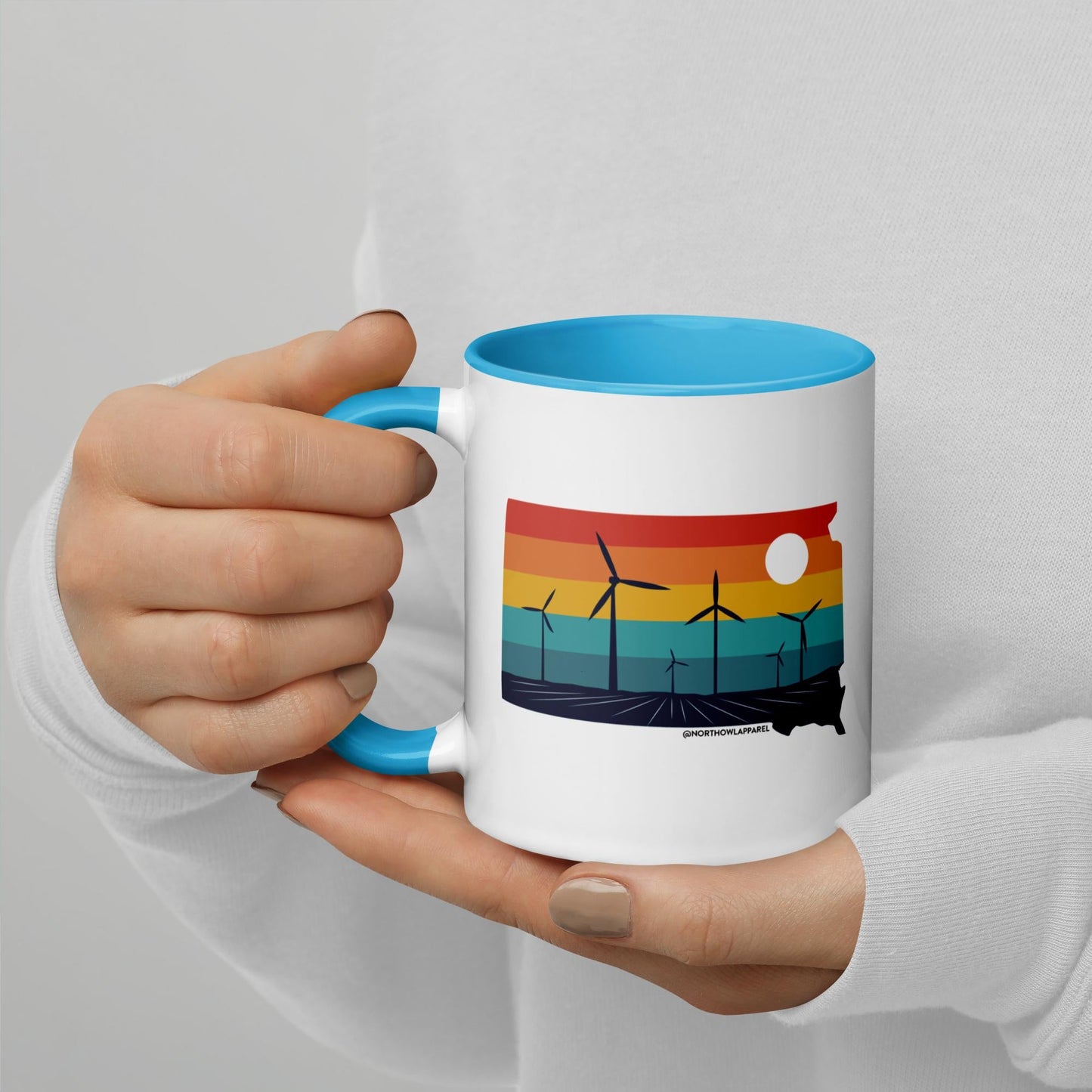 South Dakota Rural Retro Windmill Sunset Ceramic Mug North Owl Apparel