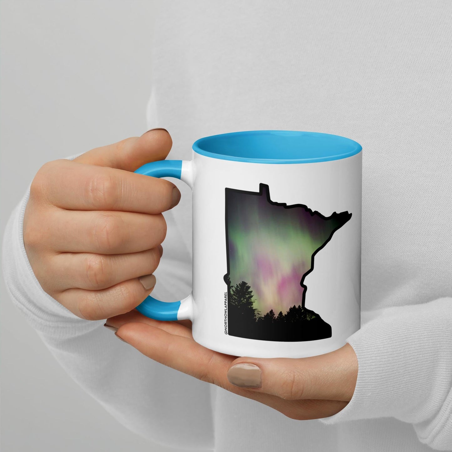 Minnesota Northern Lights Aurora State Shape Gift Mug North Owl Apparel