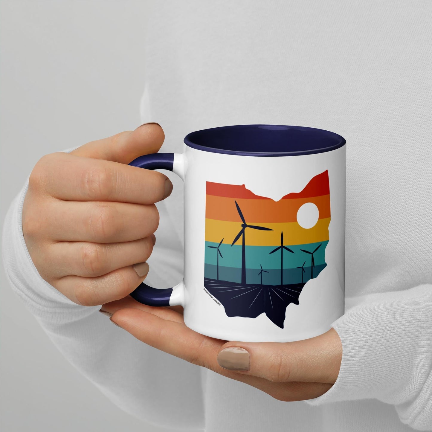 Ohio Rural Retro Windmill Sunset Ceramic Mug North Owl Apparel